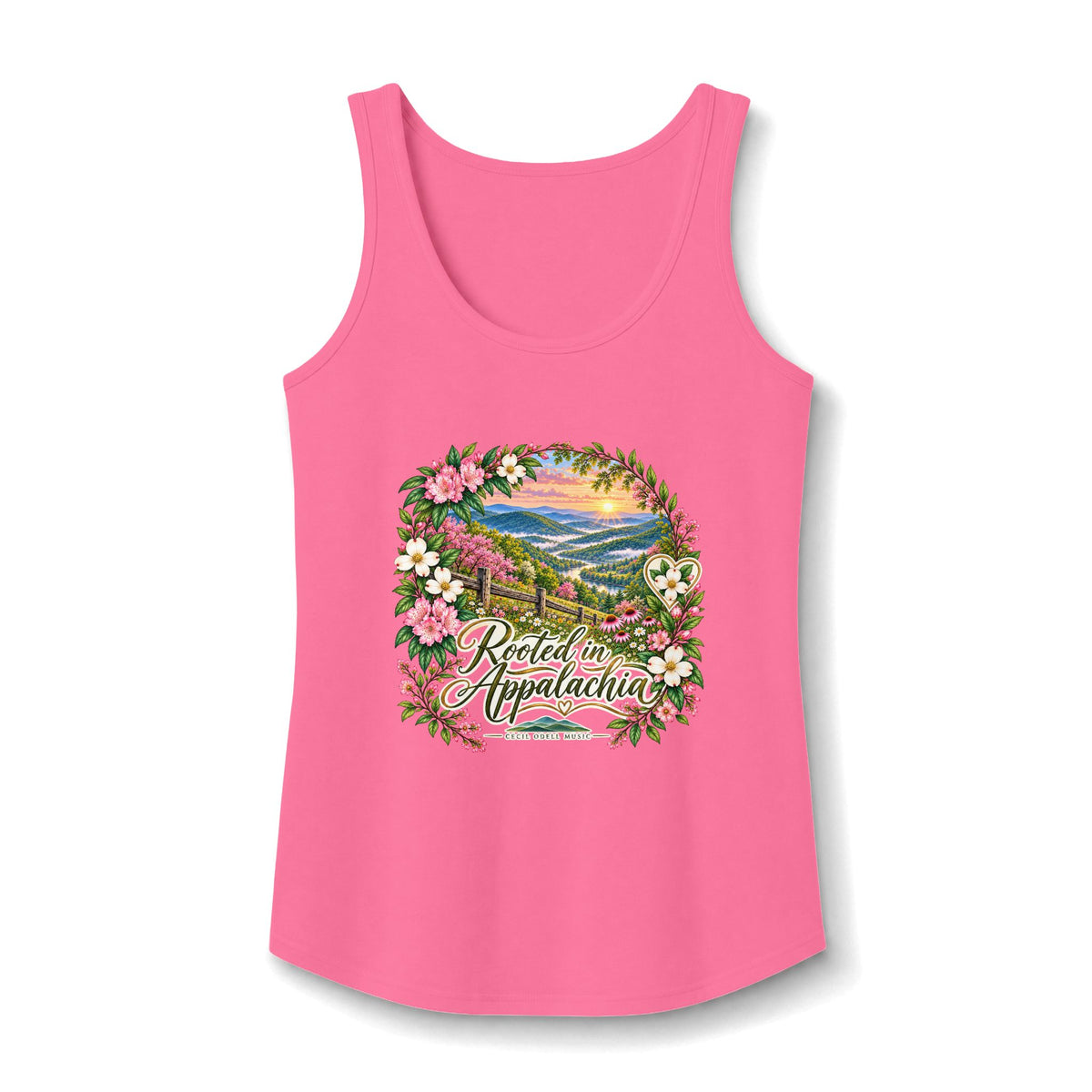 Appalachian Floral Tank Top — "Rooted in Appalachia" Scenic Women's Cotton Tank