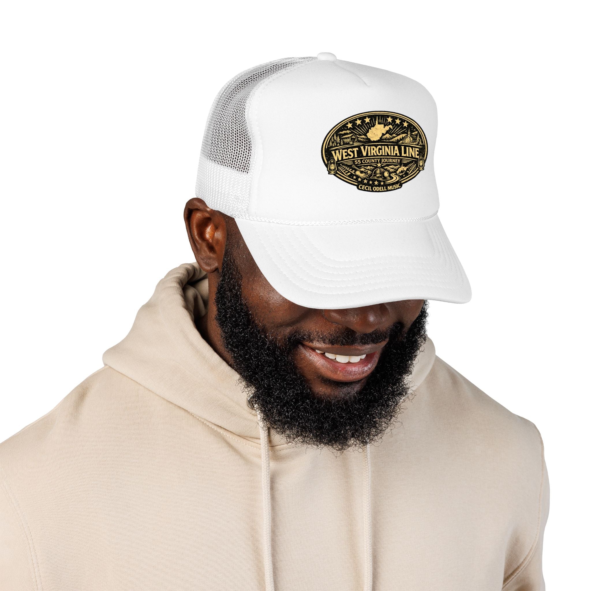 West Virginia Line Vintage Foam Trucker Hat: Rustic State Patch Cap