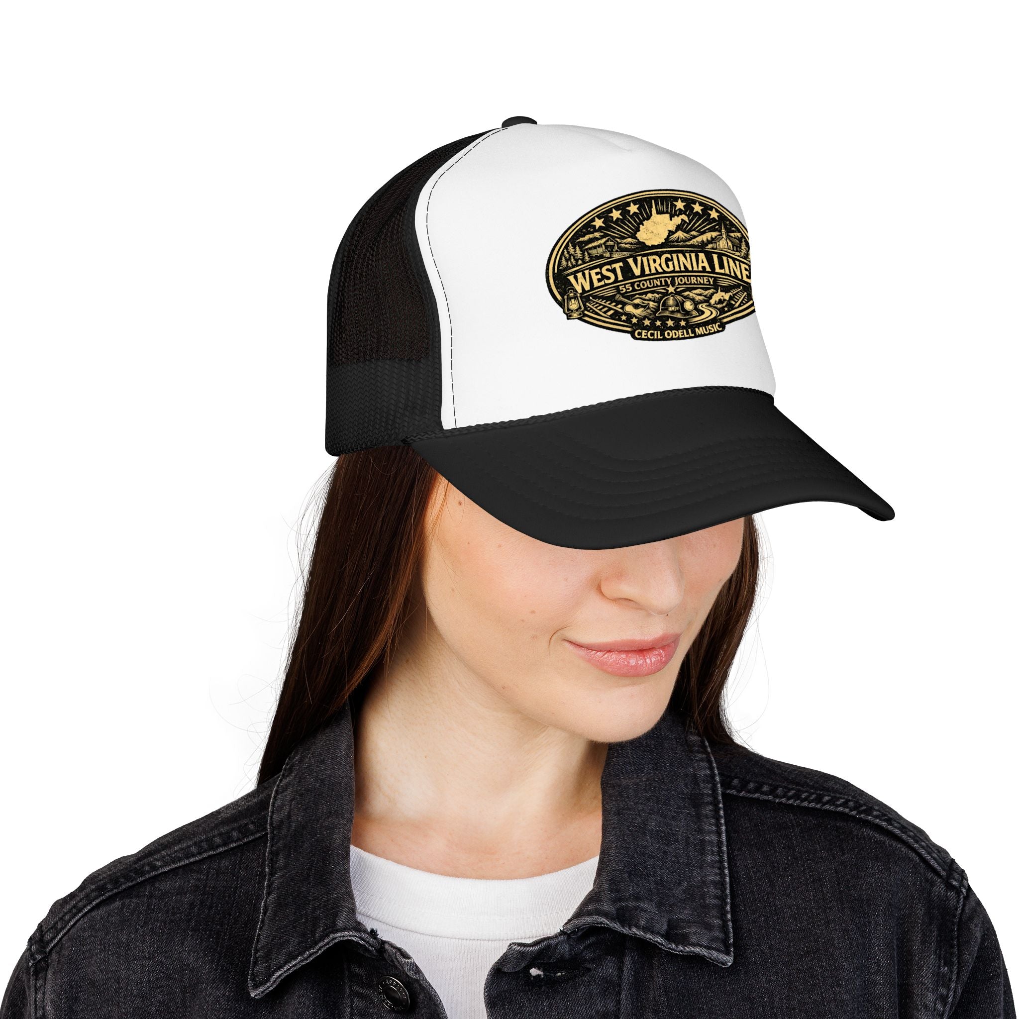 West Virginia Line Vintage Foam Trucker Hat: Rustic State Patch Cap