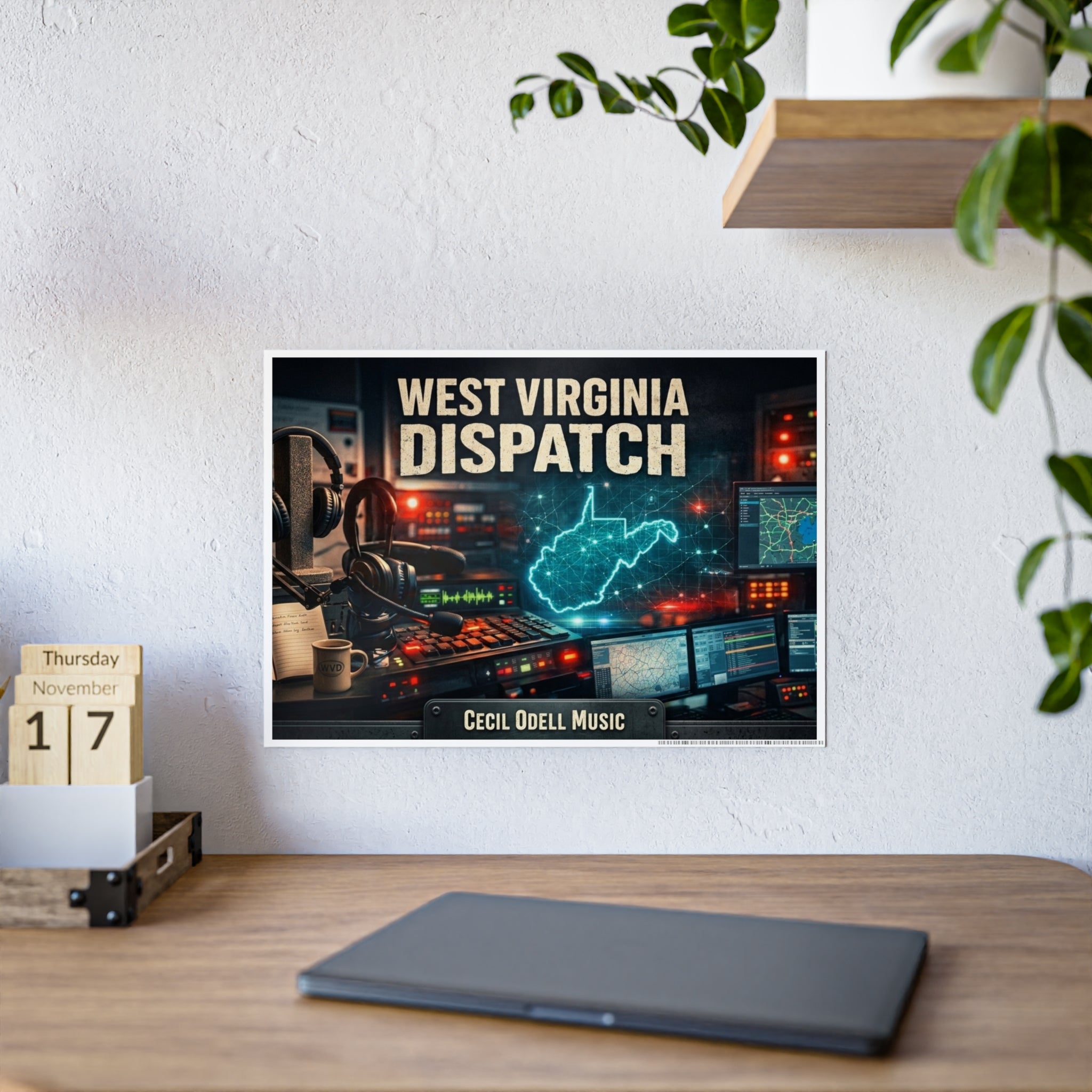 West Virginia Dispatch Gloss Poster: Retro Radio Control Room Wall Art
