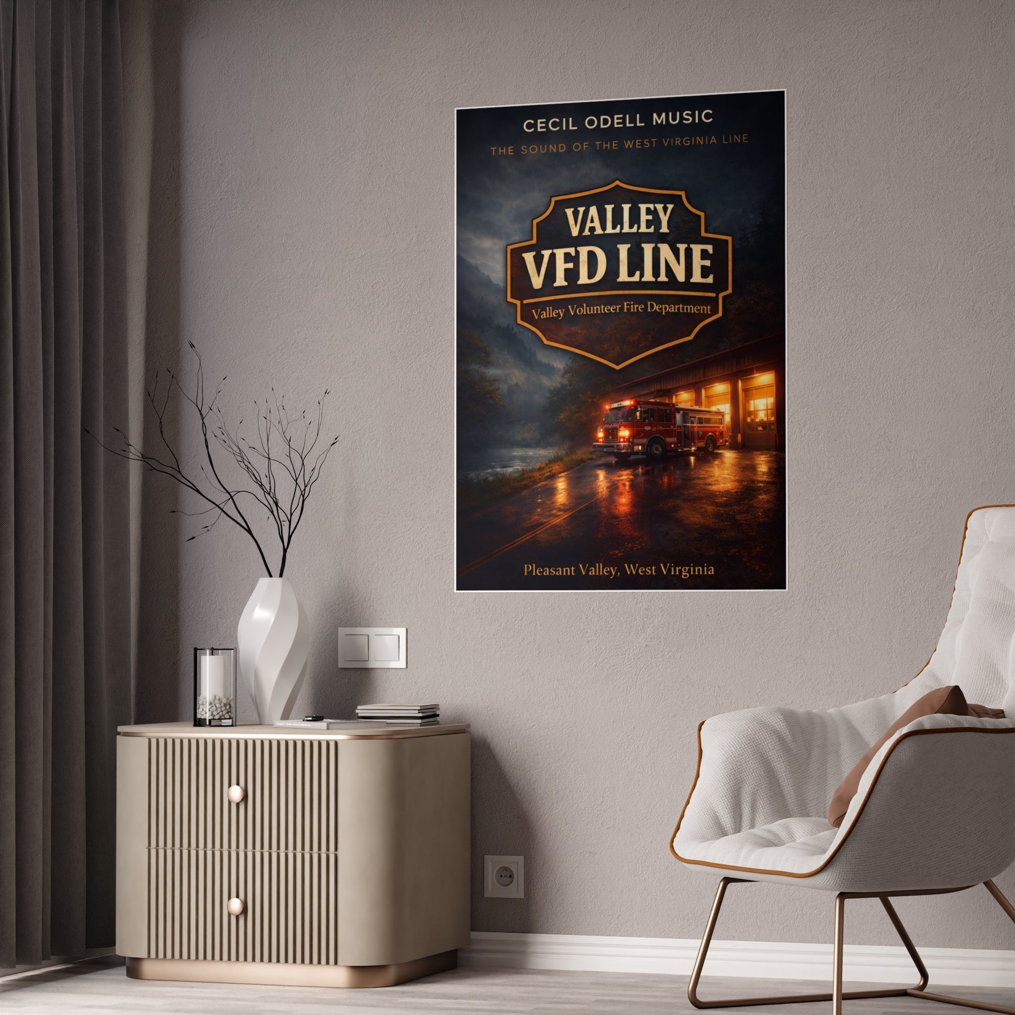 Valley VFD Line Gloss Poster: Valley Volunteer Fire Department Print (Pleasant Valley, West Virginia)