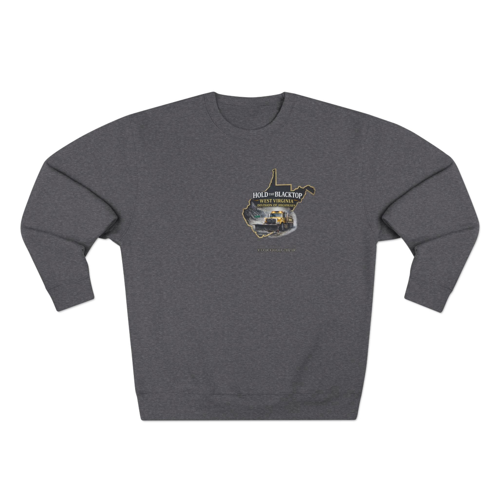 West Virginia Blacktop Crewneck Sweatshirt: 'Hold the Blacktop' State Graphic