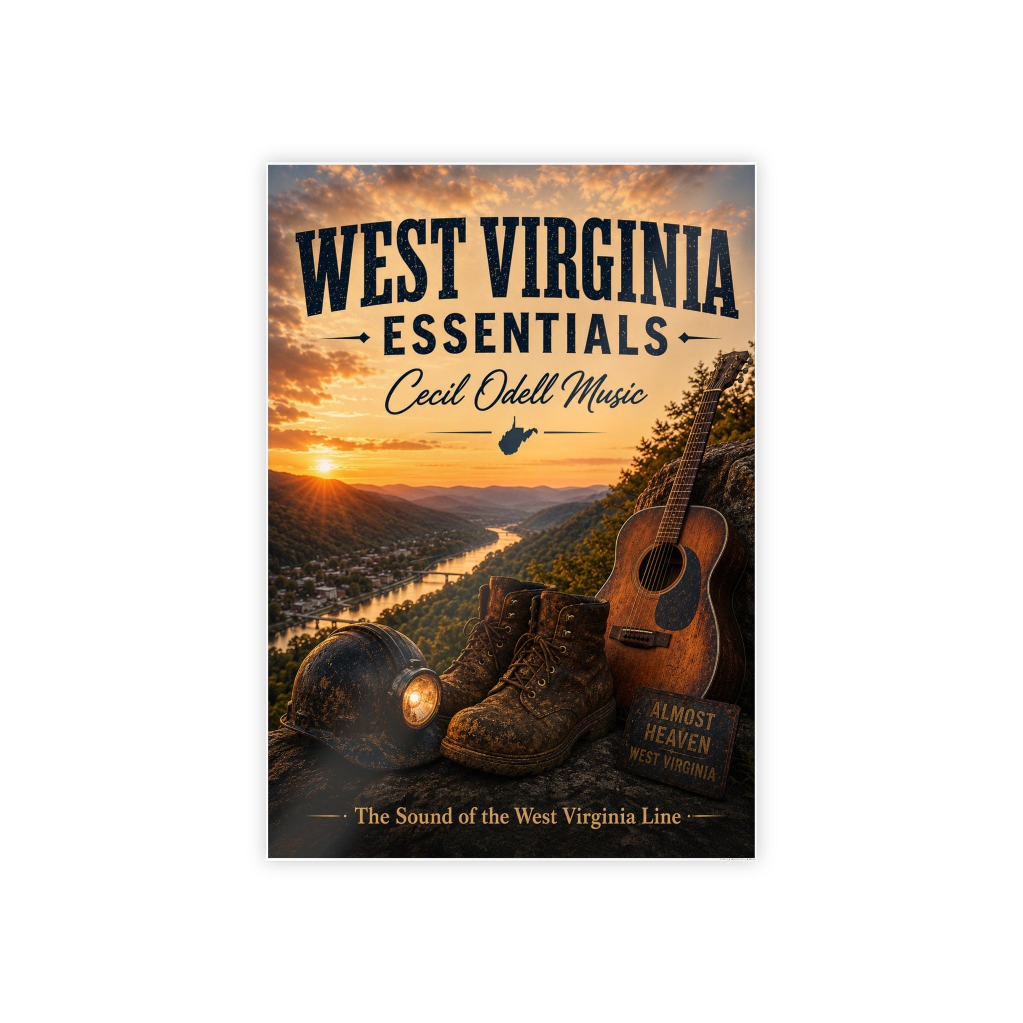 West Virginia Essentials Poster — Rustic Mountain Music Travel Wall Art