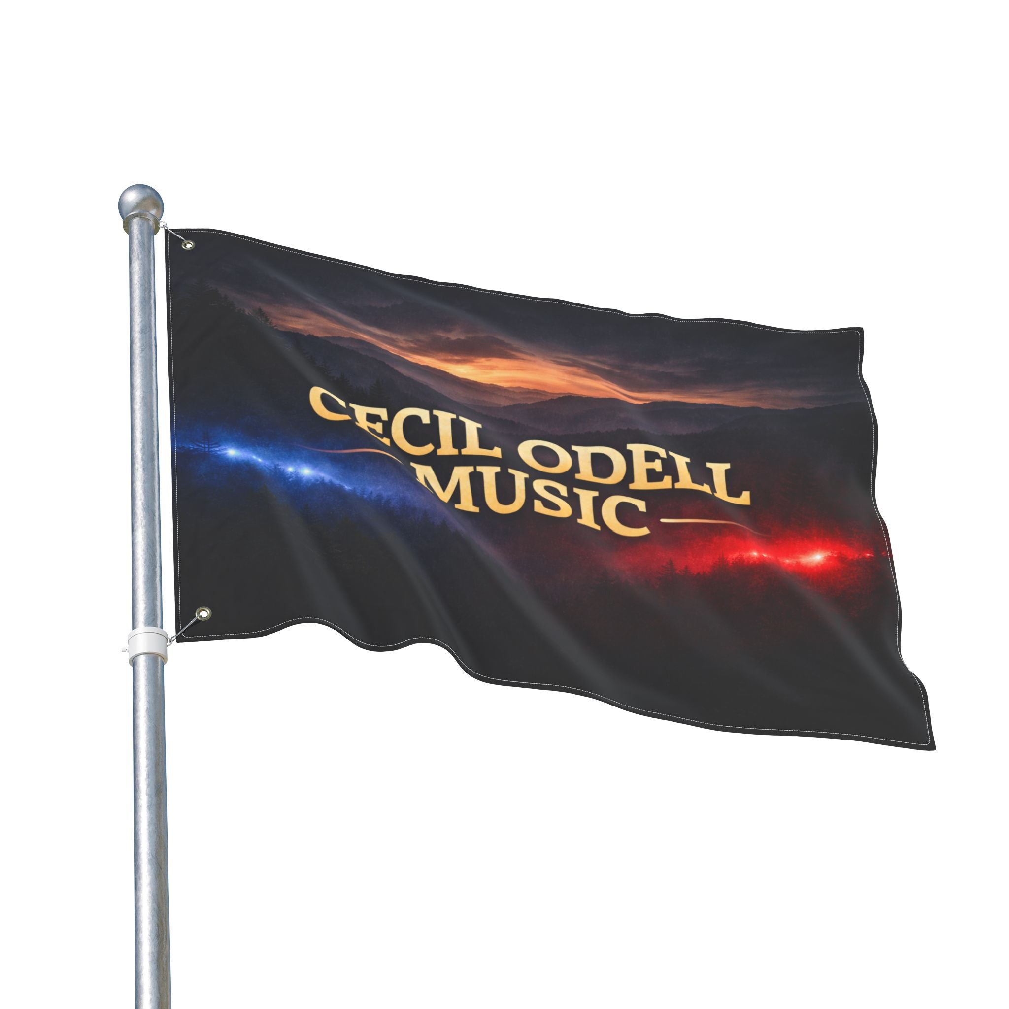 Cecil Odell Music Double-Sided Flag: Sunset Stage Logo Banner for Musicians & Fans