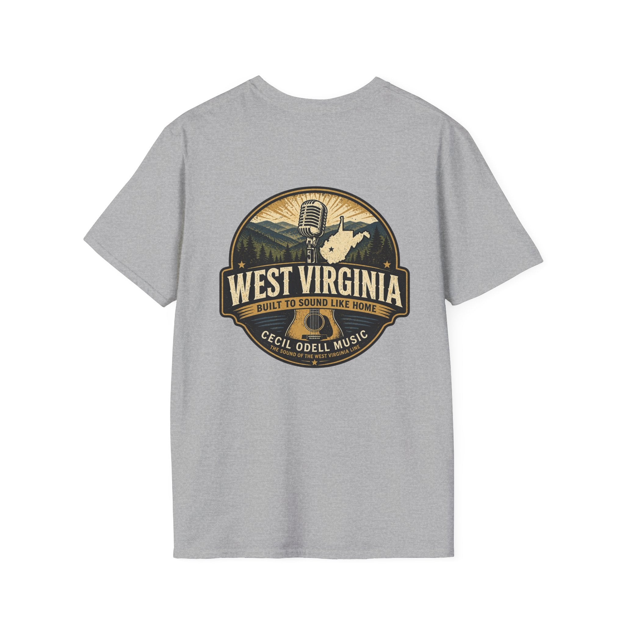 West Virginia Music T-Shirt: "Built to Sound Like Home" Vintage State Guitar Tee