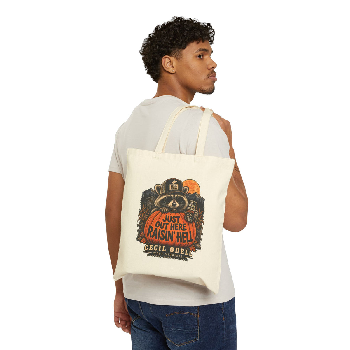 Just Out Here Raisin' Hell Halloween Tote | Cecil Odell