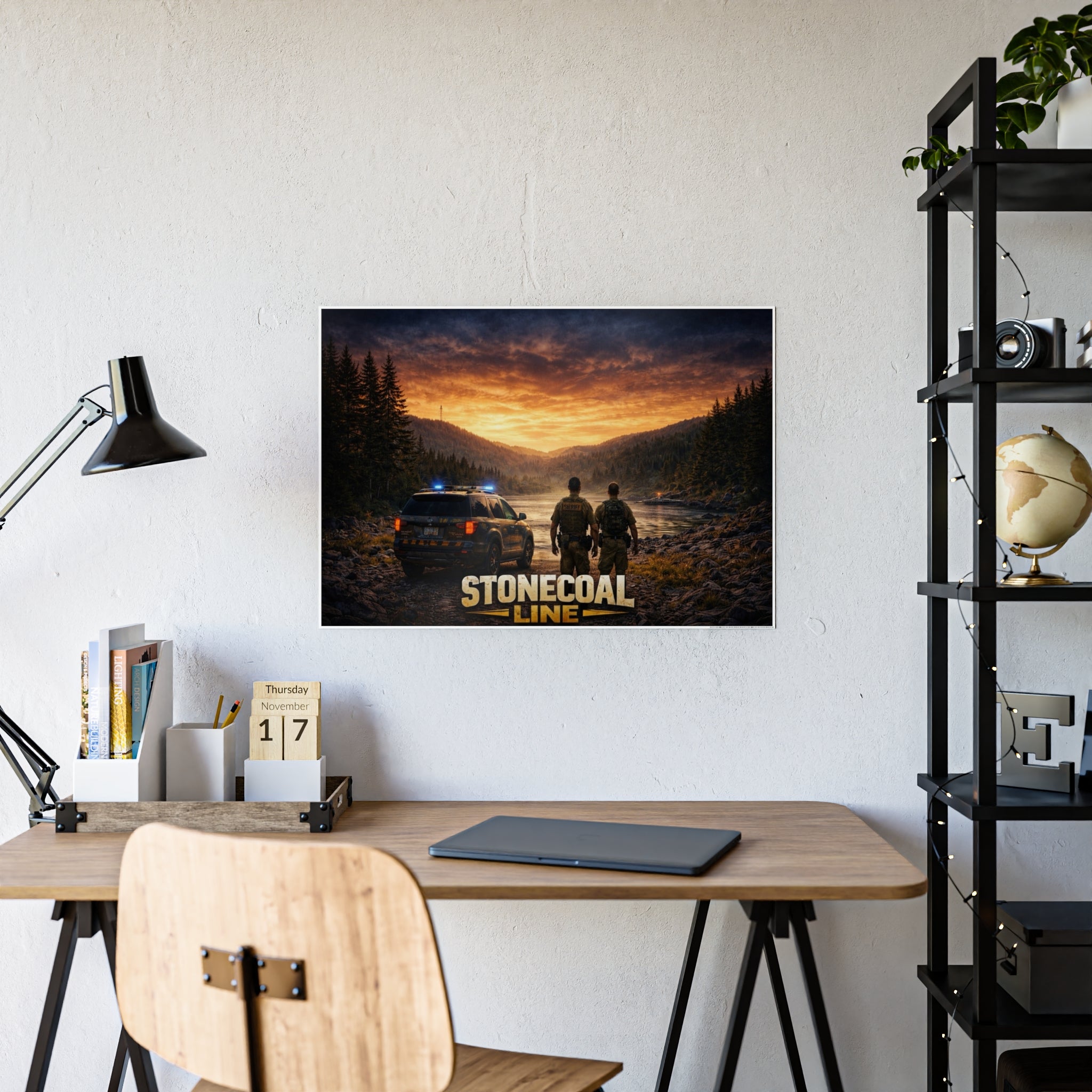 Stonecoal Line Gloss Poster: Law Enforcement Scenic Sunset Print