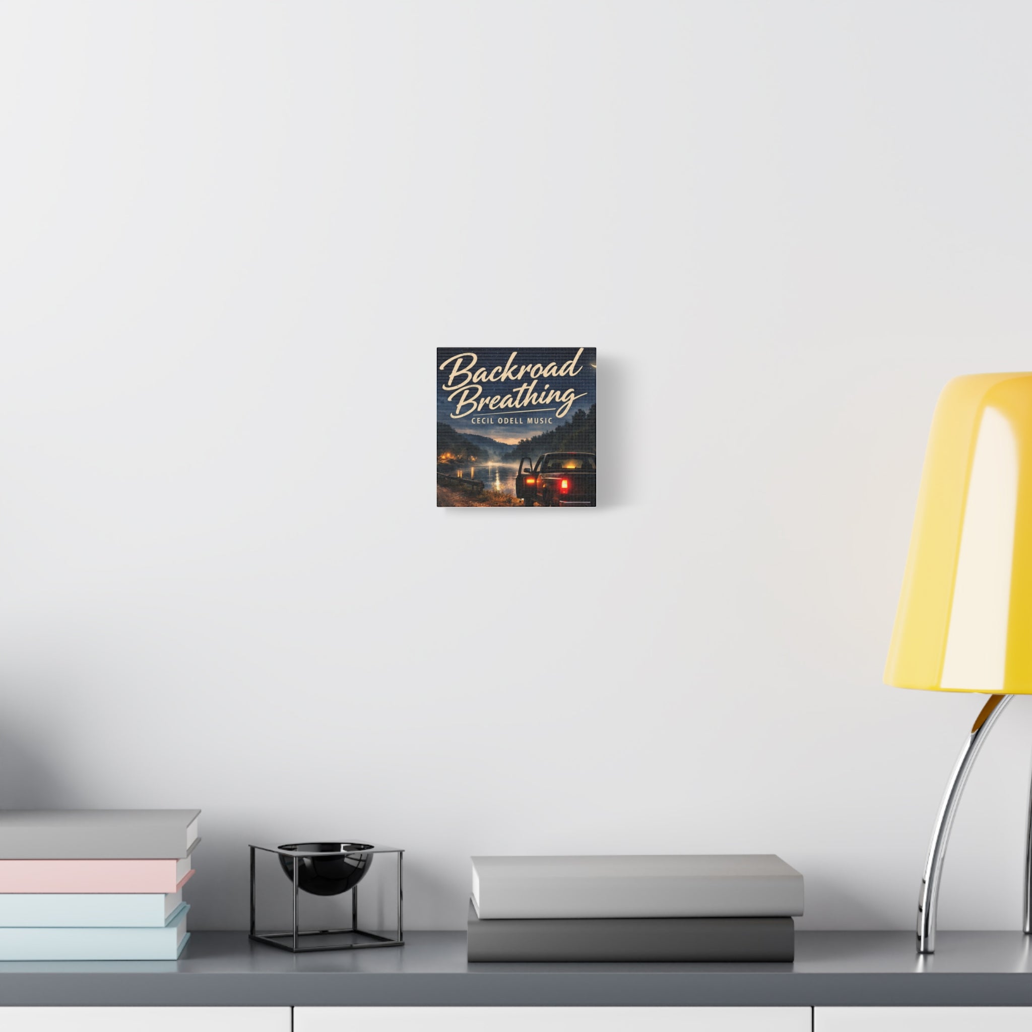 Backroad Breathing Matte Canvas Wall Art: Night Truck Landscape Music Print