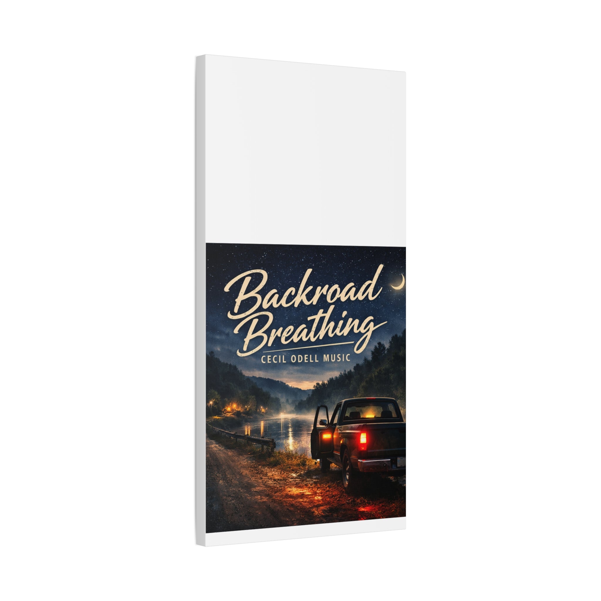 Backroad Breathing Matte Canvas Wall Art: Night Truck Landscape Music Print