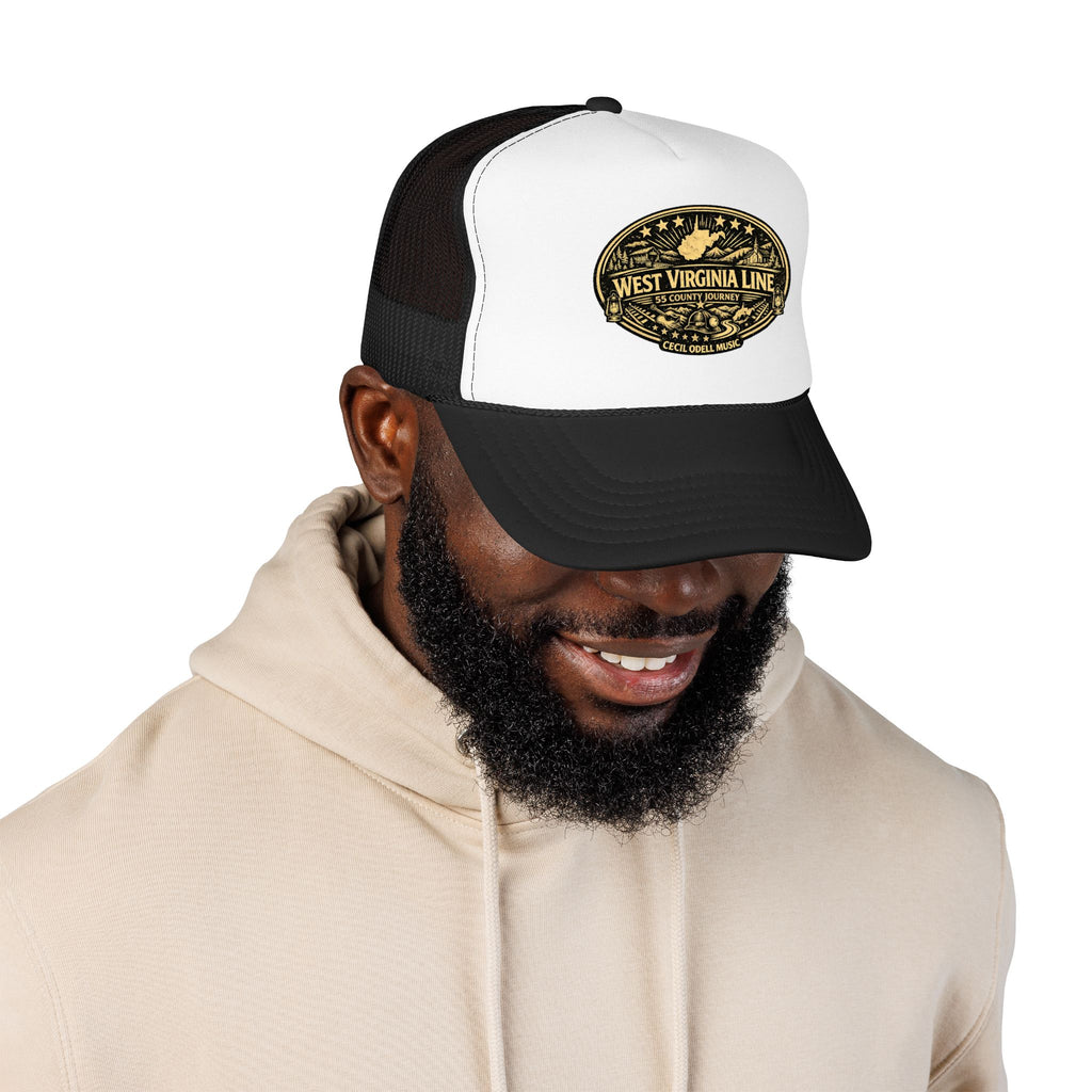 West Virginia Line Vintage Foam Trucker Hat: Rustic State Patch Cap