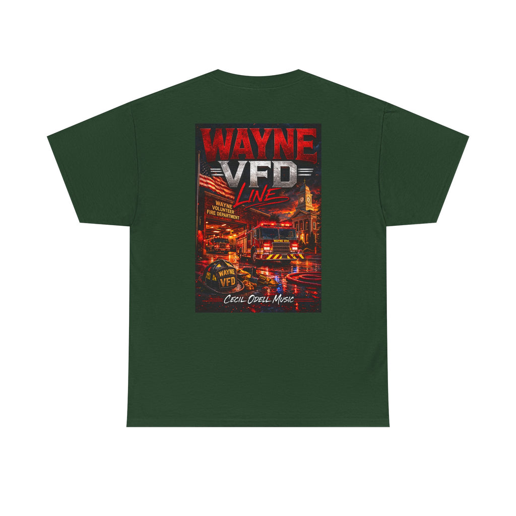 Wayne VFD Line Graphic Tee: Retro Firefighter Poster Shirt