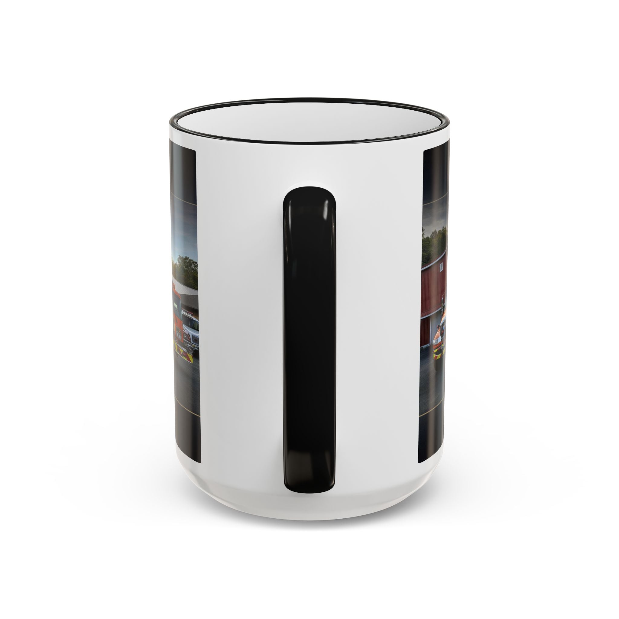 Fire Truck Photo Accent Rim Mug: "Cecil Odell Music" Volunteer Fire Department Tribute (11oz/15oz)
