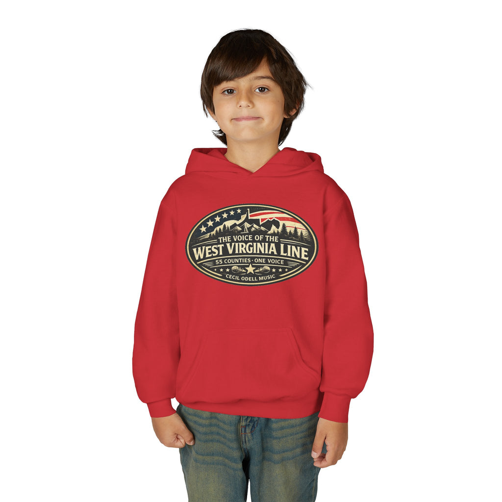 Youth Hoodie - '55 County Line' West Virginia Line Music Graphic Pullover