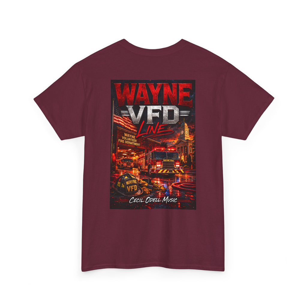 Wayne VFD Line Graphic Tee: Retro Firefighter Poster Shirt