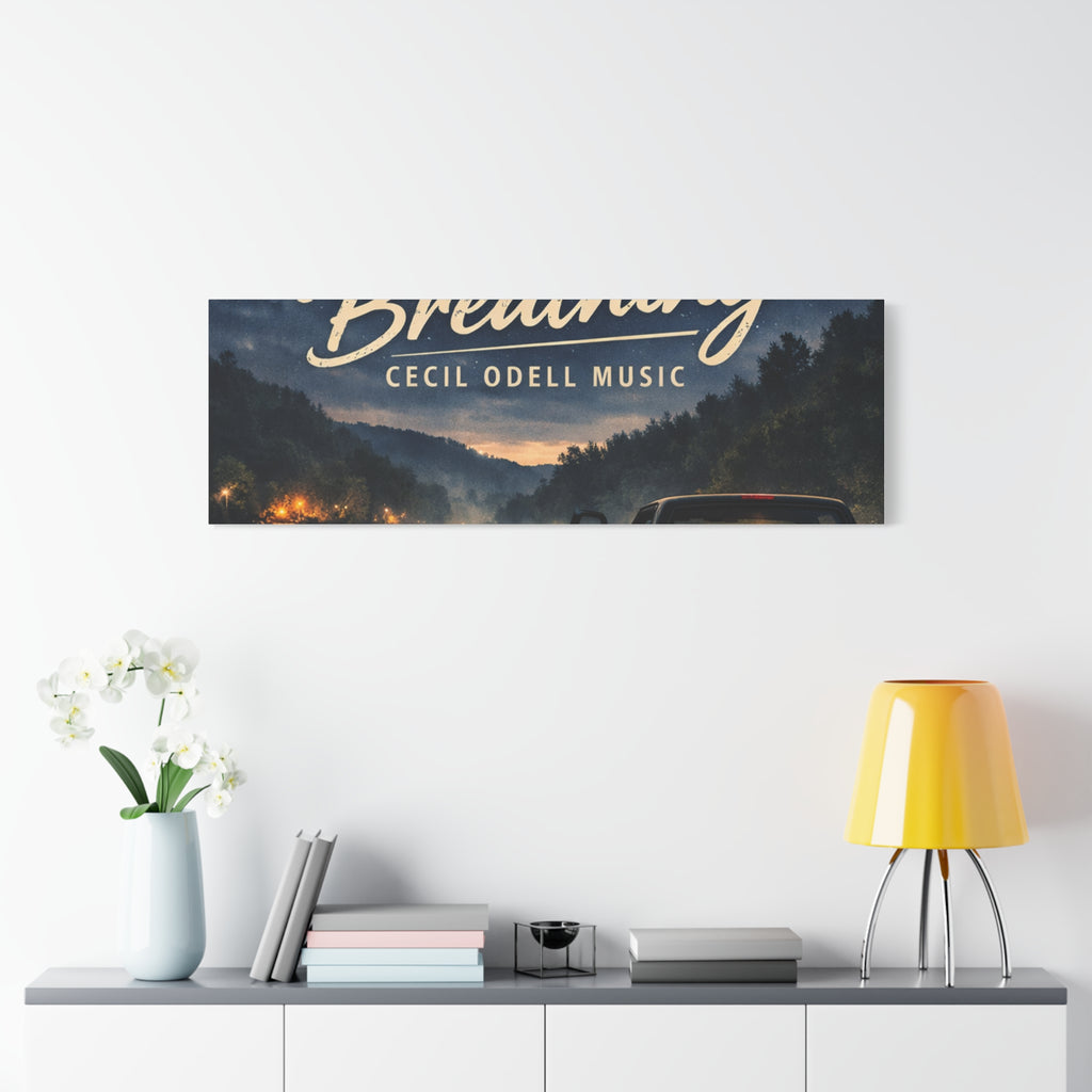 Backroad Breathing Matte Canvas Wall Art: Night Truck Landscape Music Print
