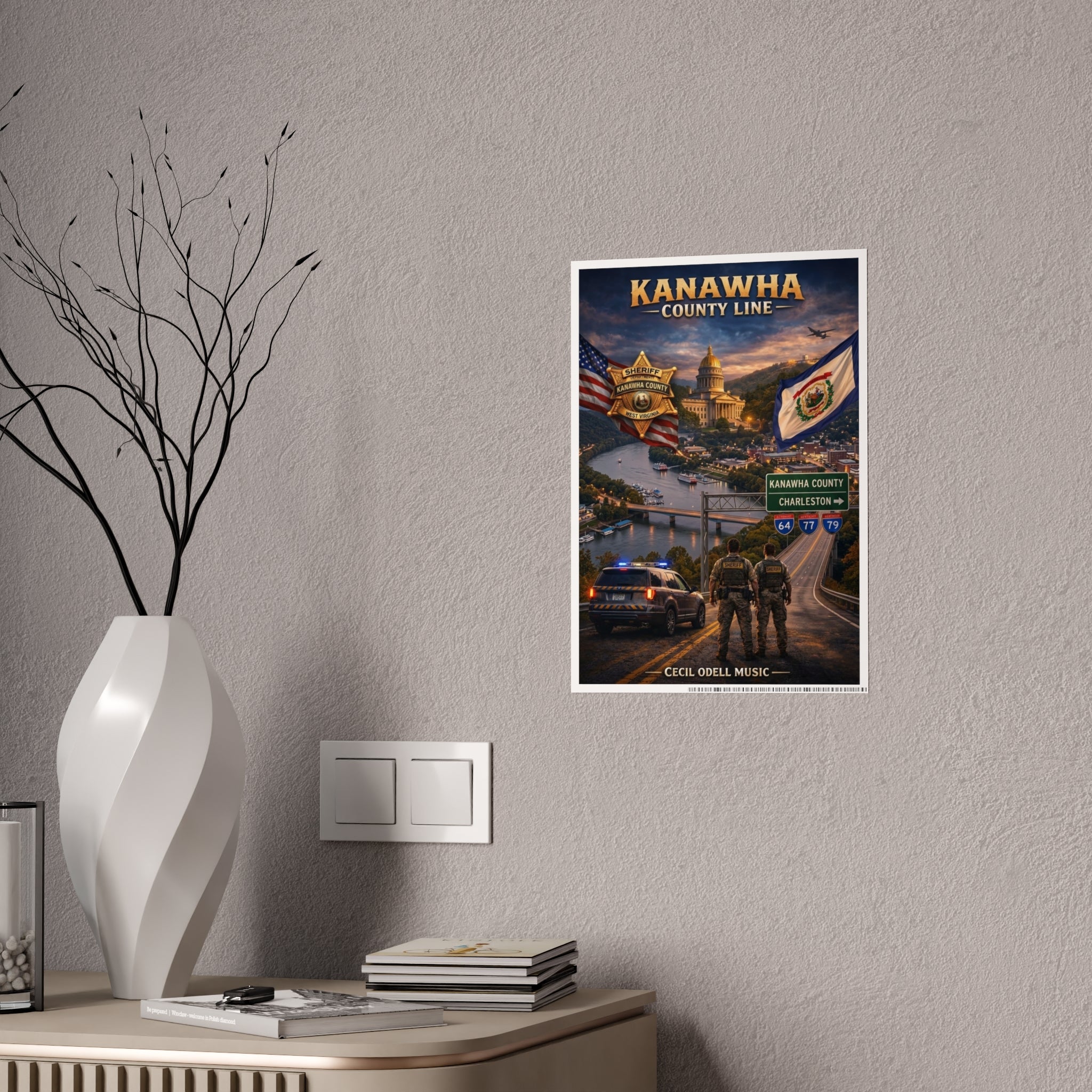Kanawha County Line Gloss Poster: West Virginia County Pride Wall Art