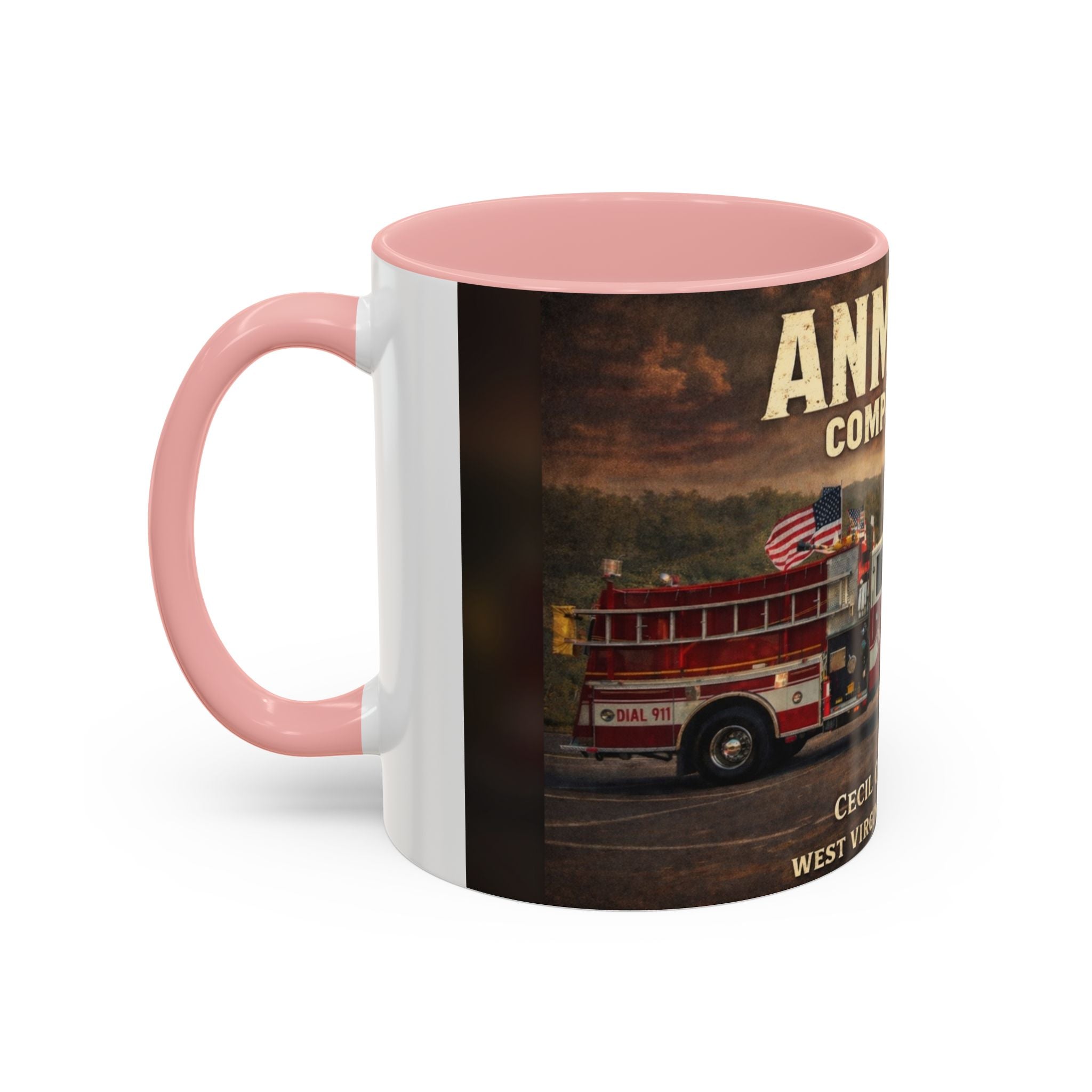 Anmoore Company One Firetruck Accent Coffee Mug: 'Hold That Line' West Virginia Country Music Tribute