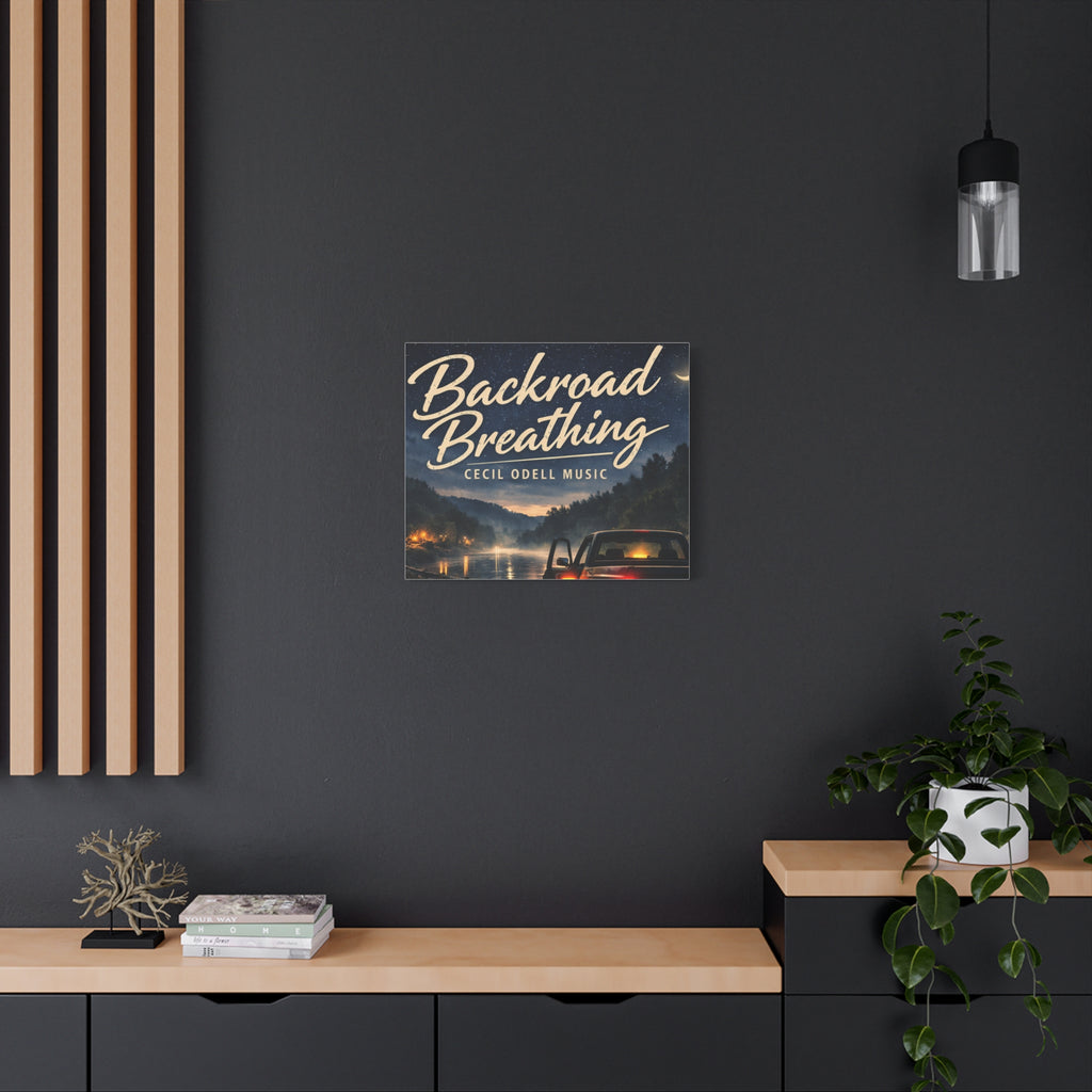 Backroad Breathing Matte Canvas Wall Art: Night Truck Landscape Music Print