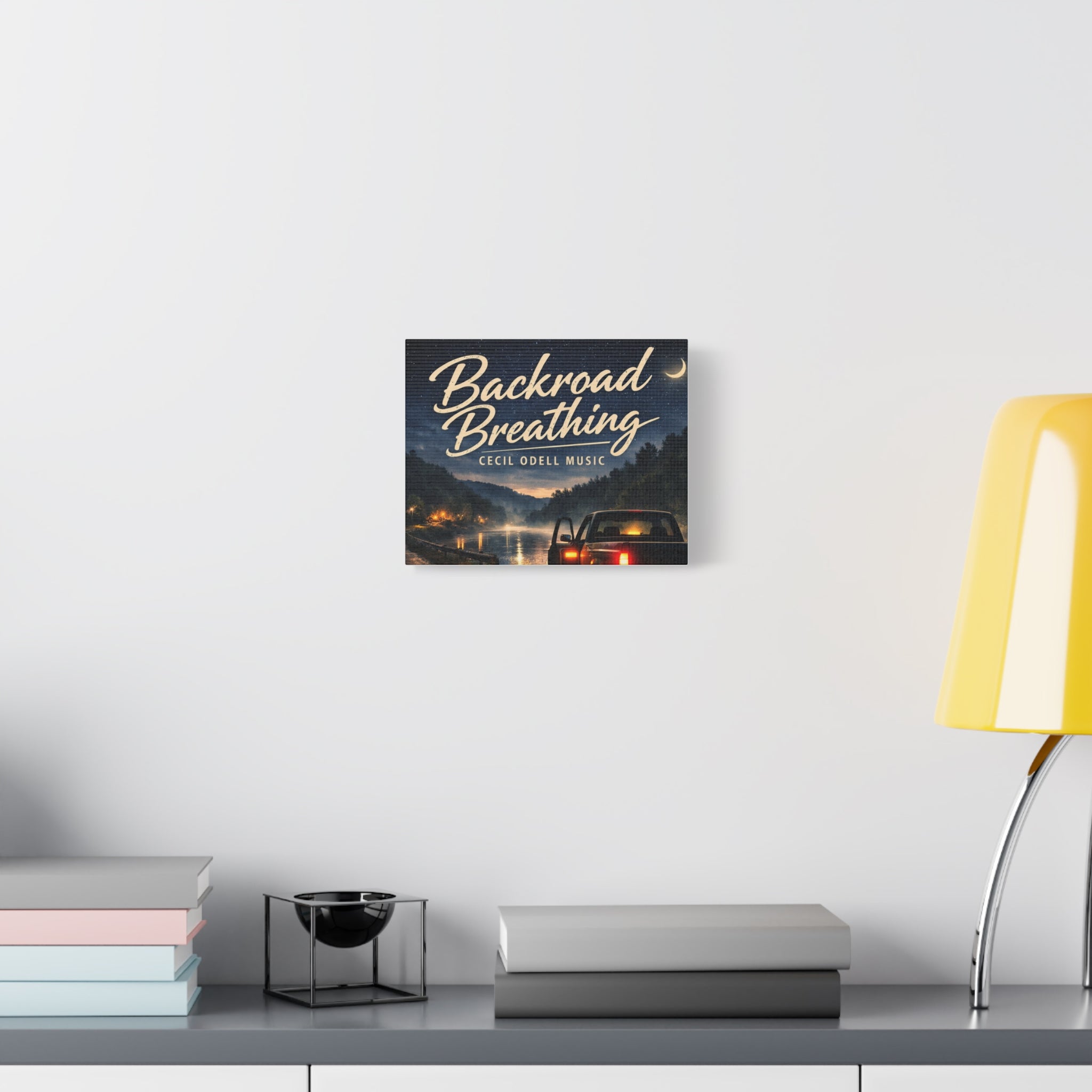 Backroad Breathing Matte Canvas Wall Art: Night Truck Landscape Music Print