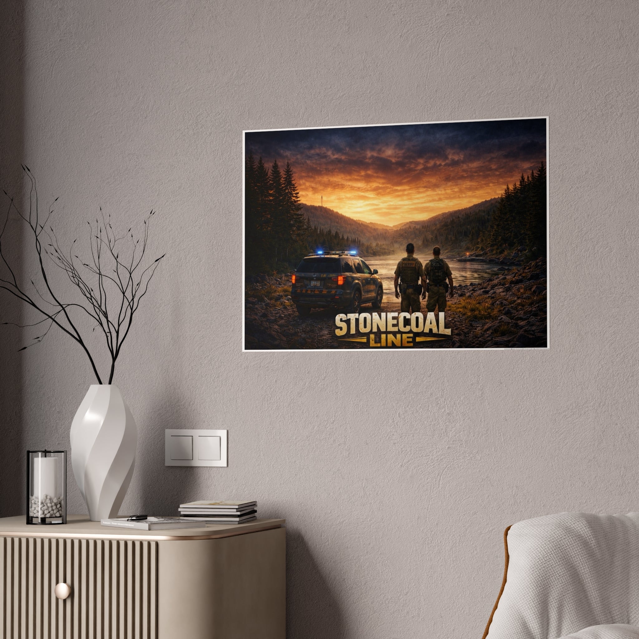 Stonecoal Line Gloss Poster: Law Enforcement Scenic Sunset Print