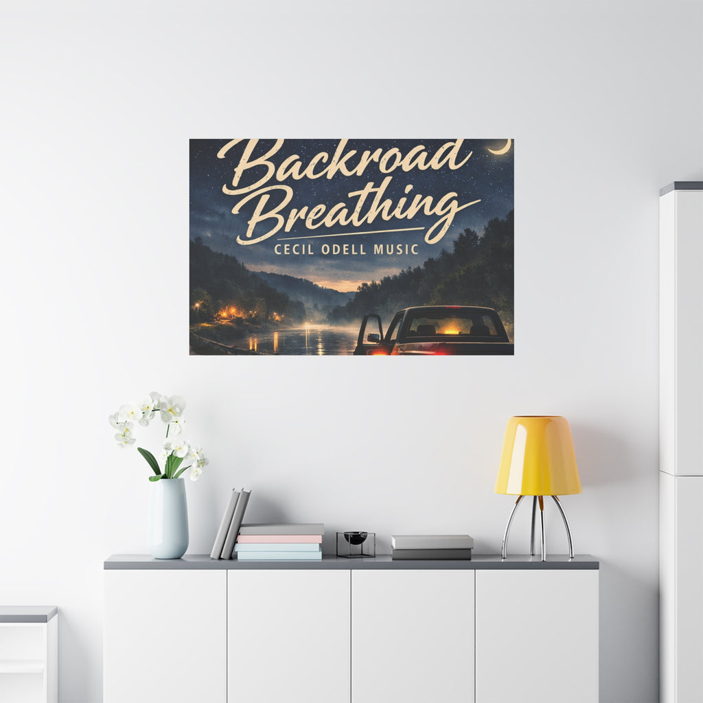 Backroad Breathing Matte Canvas Wall Art: Night Truck Landscape Music Print