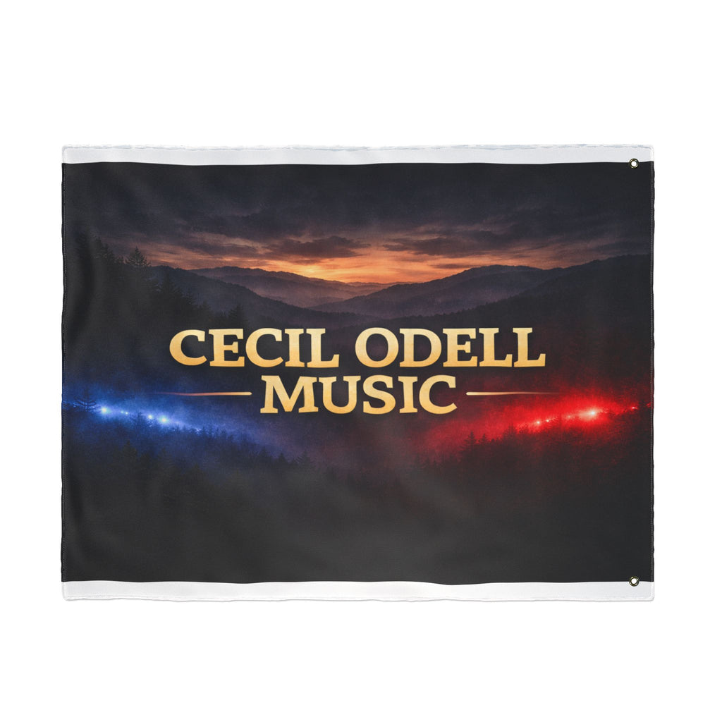 Cecil Odell Music Double-Sided Flag: Sunset Stage Logo Banner for Musicians & Fans