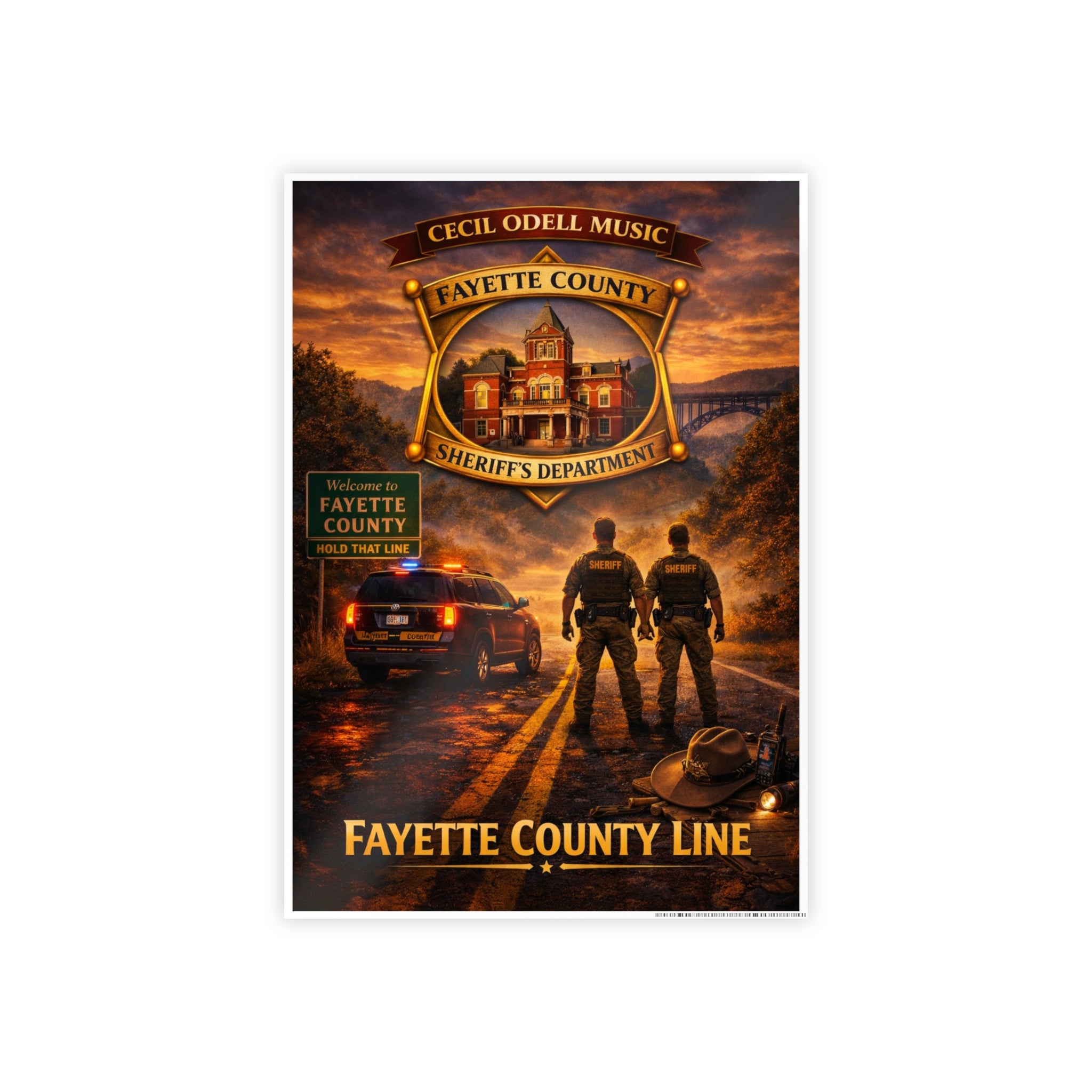 Fayette County Line Sheriff Poster: Gloss Police Badge Wall Art
