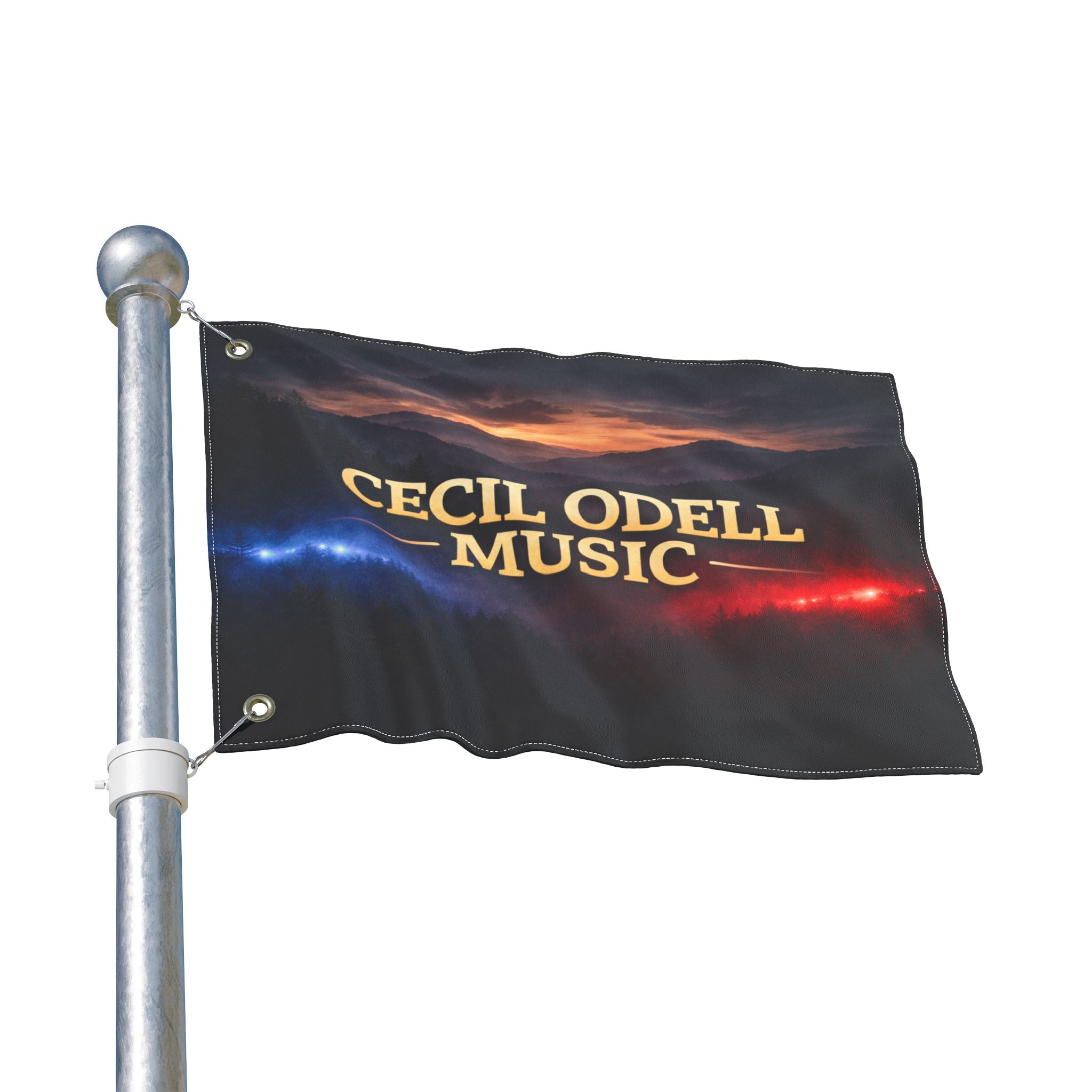 Cecil Odell Music Double-Sided Flag: Sunset Stage Logo Banner for Musicians & Fans