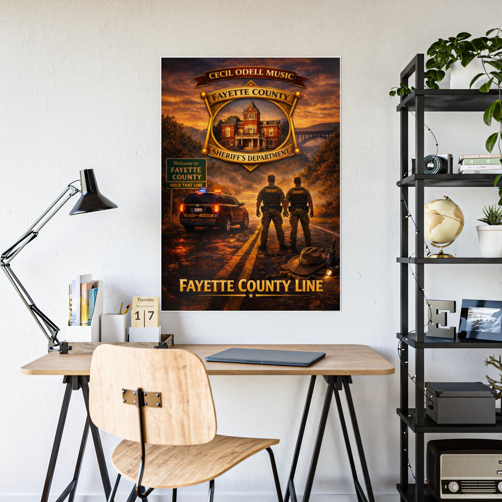 Fayette County Line Sheriff Poster: Gloss Police Badge Wall Art