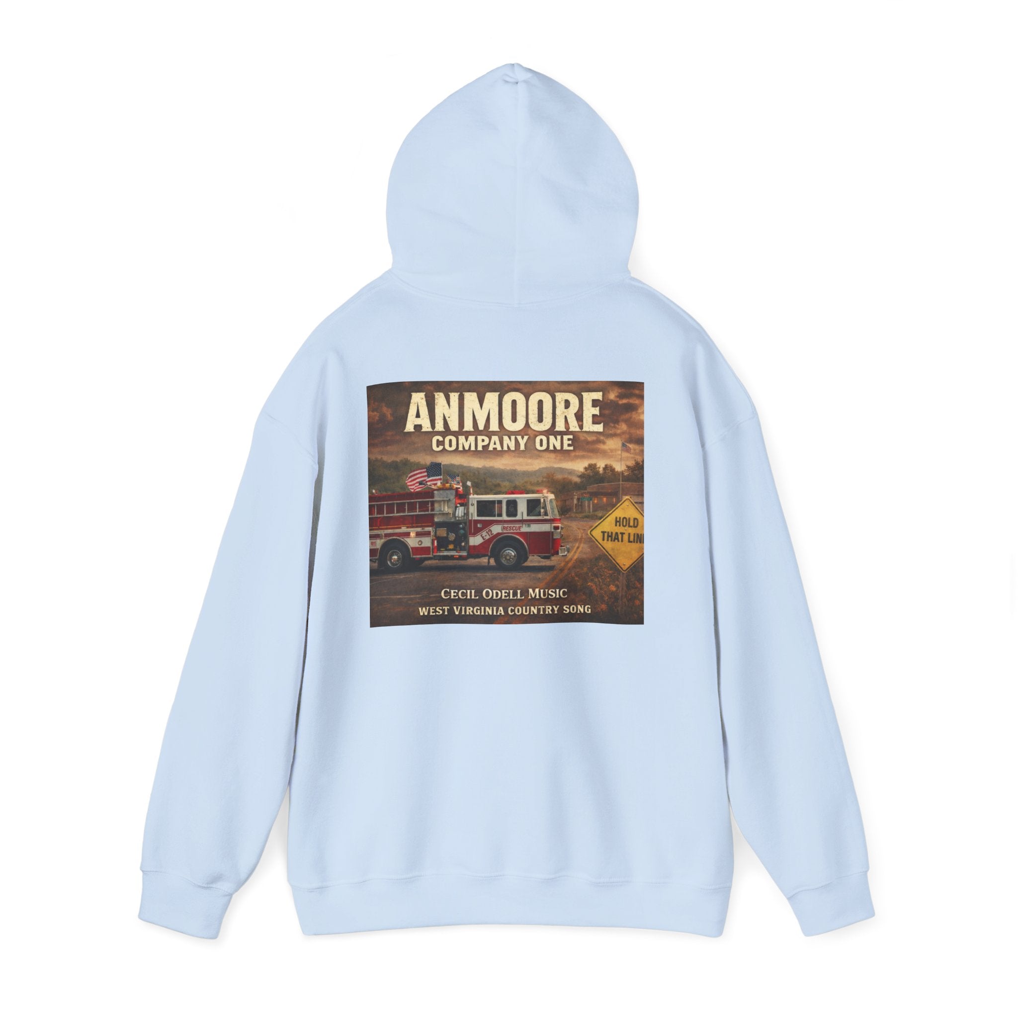 Firetruck Graphic Hoodie: Anmoore Company One Vintage Rescue Music Crewneck