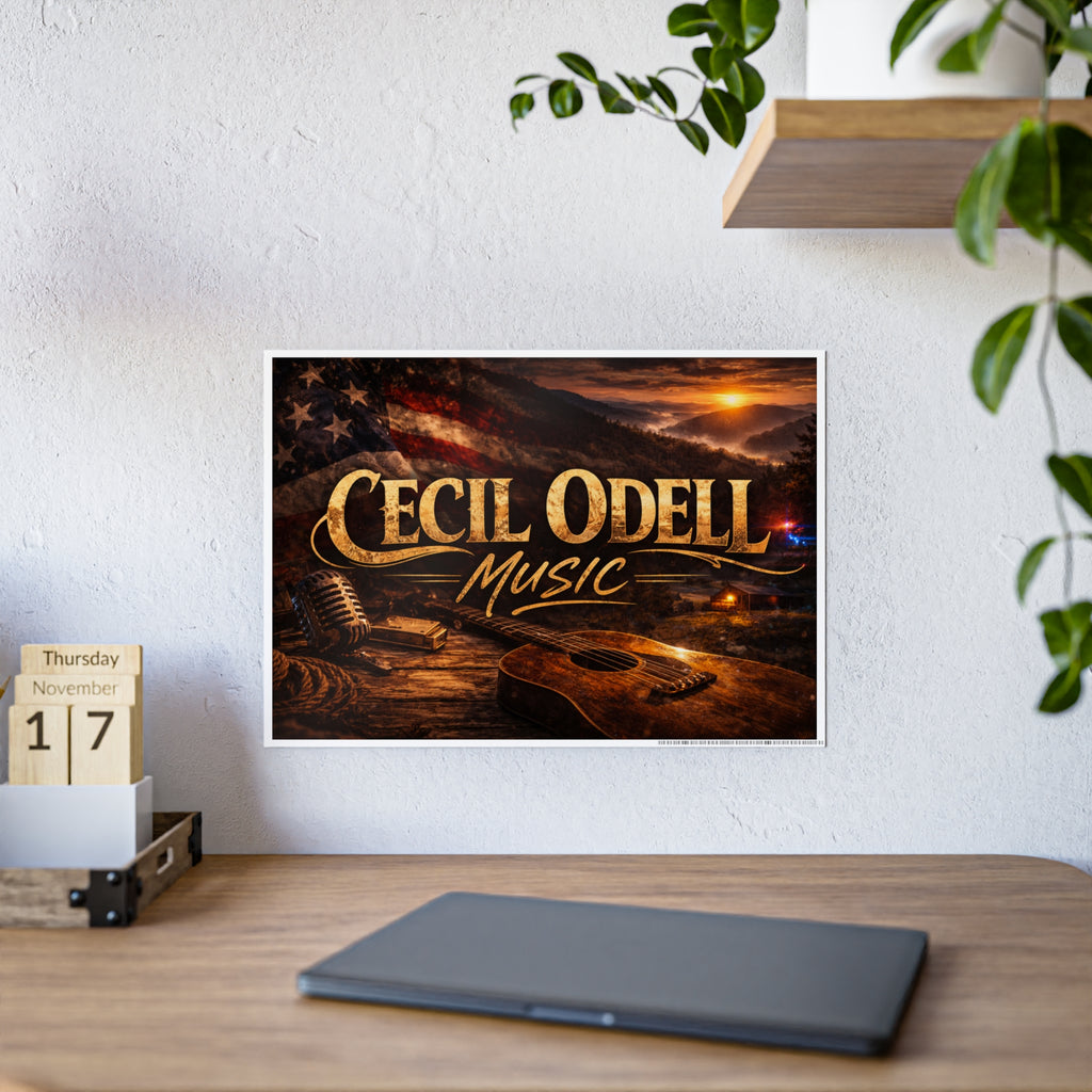 Cecil Odell Music Gloss Poster: Vintage Americana Guitar Wall Art