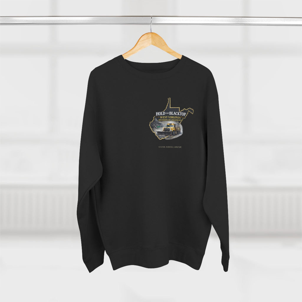 West Virginia Blacktop Crewneck Sweatshirt: 'Hold the Blacktop' State Graphic