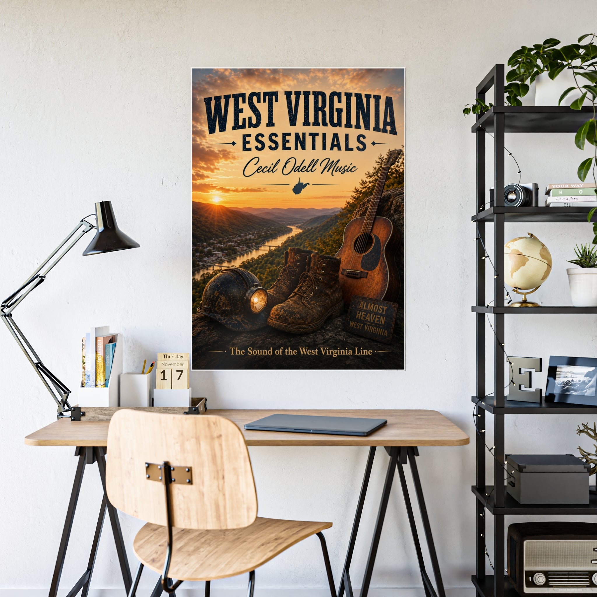 West Virginia Essentials Poster — Rustic Mountain Music Travel Wall Art