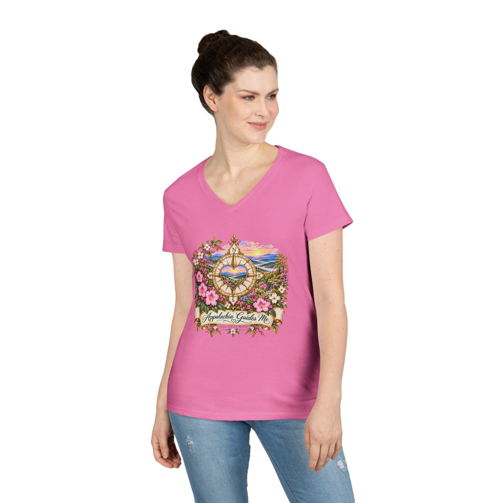 Appalachia Guides Me Floral - Ladies' V-Neck T-Shirt