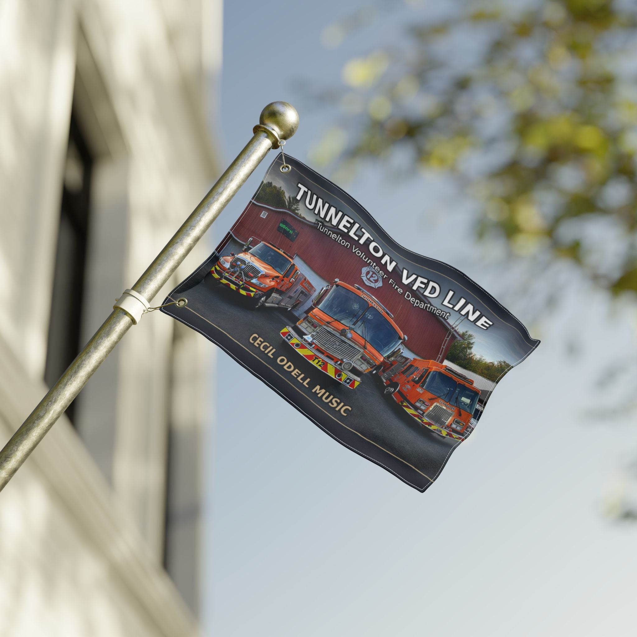 Tunnelton VFD Line Fire Truck Flag: Double-Sided Volunteer Fire Department Banner