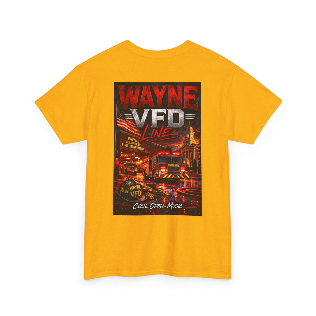 Wayne VFD Line Graphic Tee: Retro Firefighter Poster Shirt