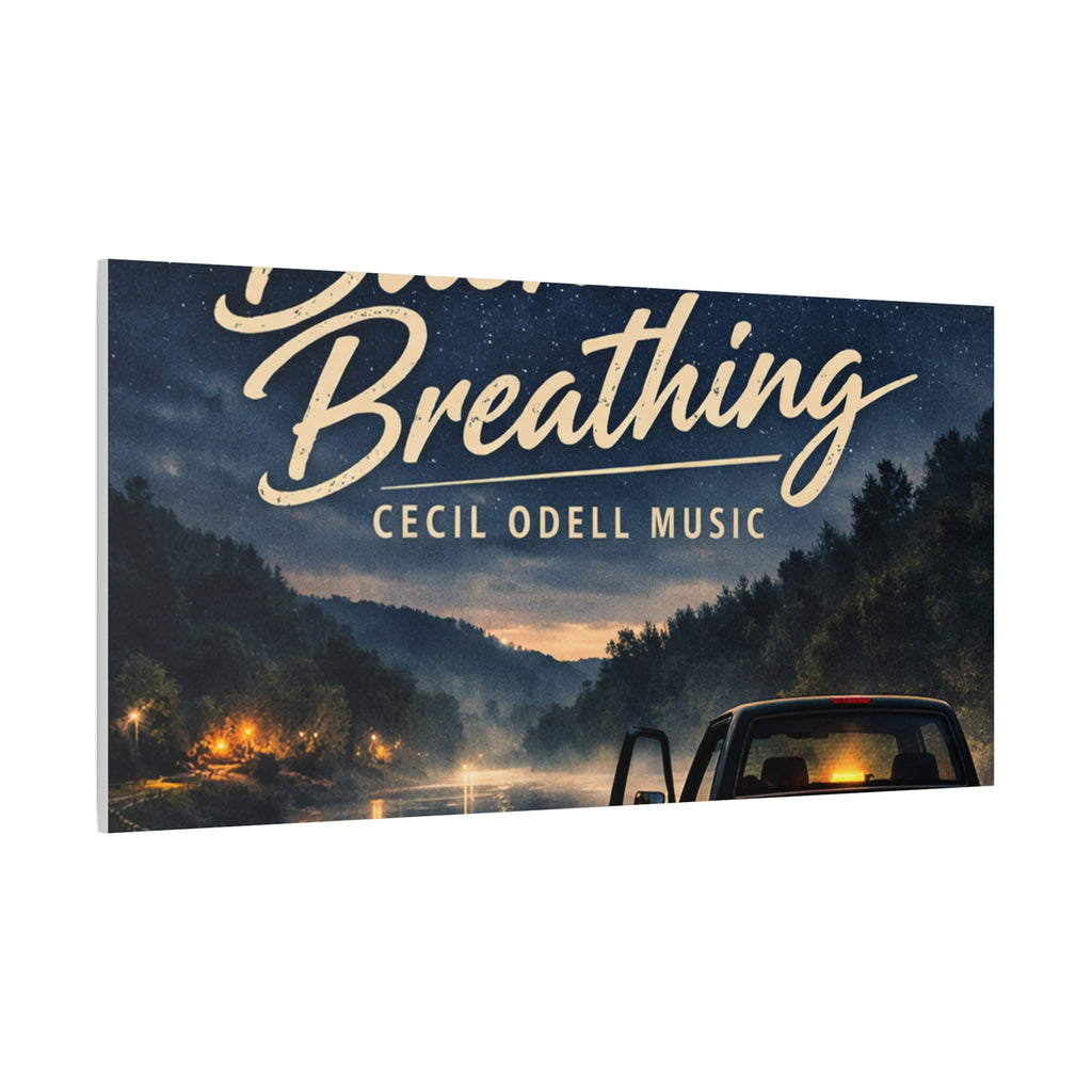 Backroad Breathing Matte Canvas Wall Art: Night Truck Landscape Music Print