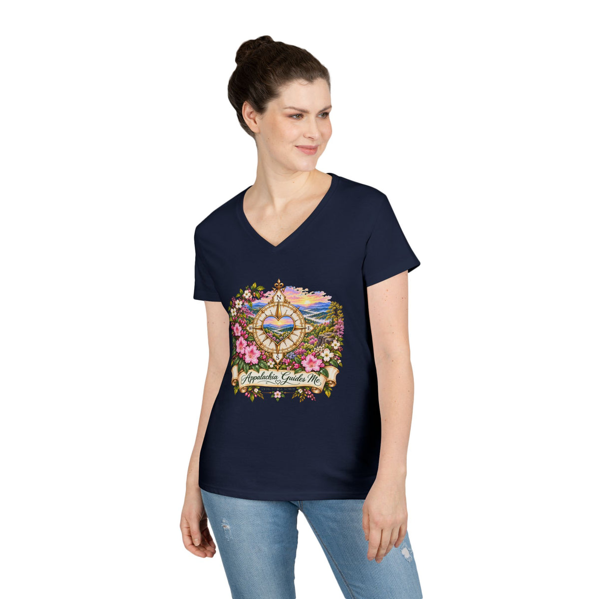 Appalachia Guides Me Floral - Ladies' V-Neck T-Shirt