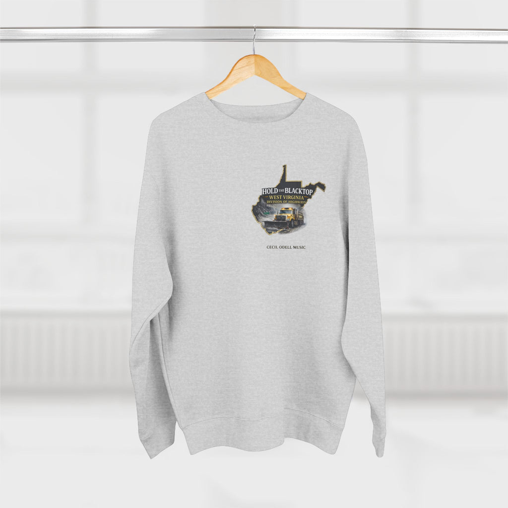 West Virginia Blacktop Crewneck Sweatshirt: 'Hold the Blacktop' State Graphic