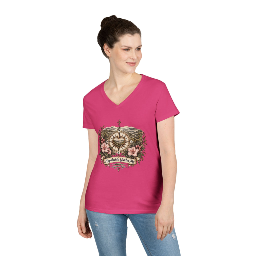 Appalachian Guide Floral Compass V-Neck Tee