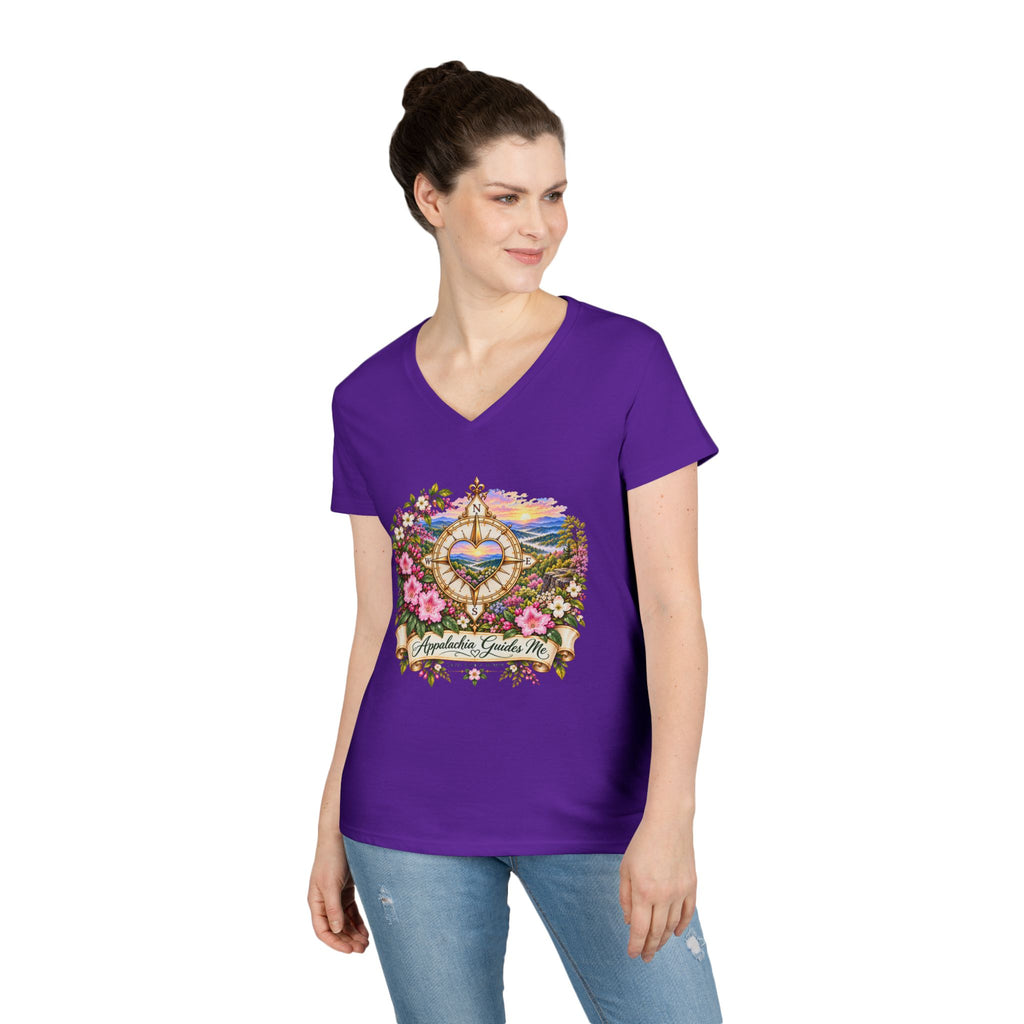 Appalachia Guides Me Floral - Ladies' V-Neck T-Shirt
