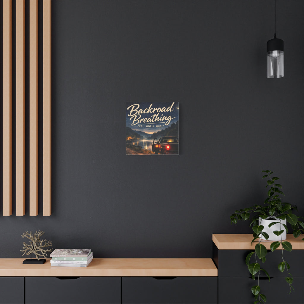 Backroad Breathing Matte Canvas Wall Art: Night Truck Landscape Music Print