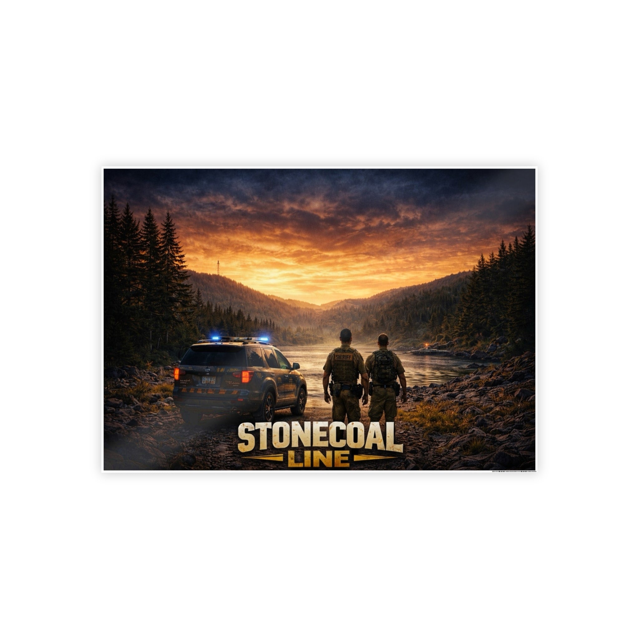 Stonecoal Line Gloss Poster: Law Enforcement Scenic Sunset Print