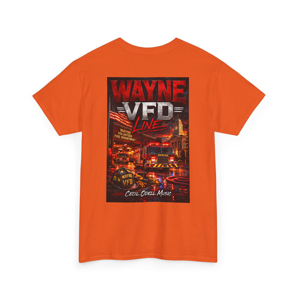 Wayne VFD Line Graphic Tee: Retro Firefighter Poster Shirt