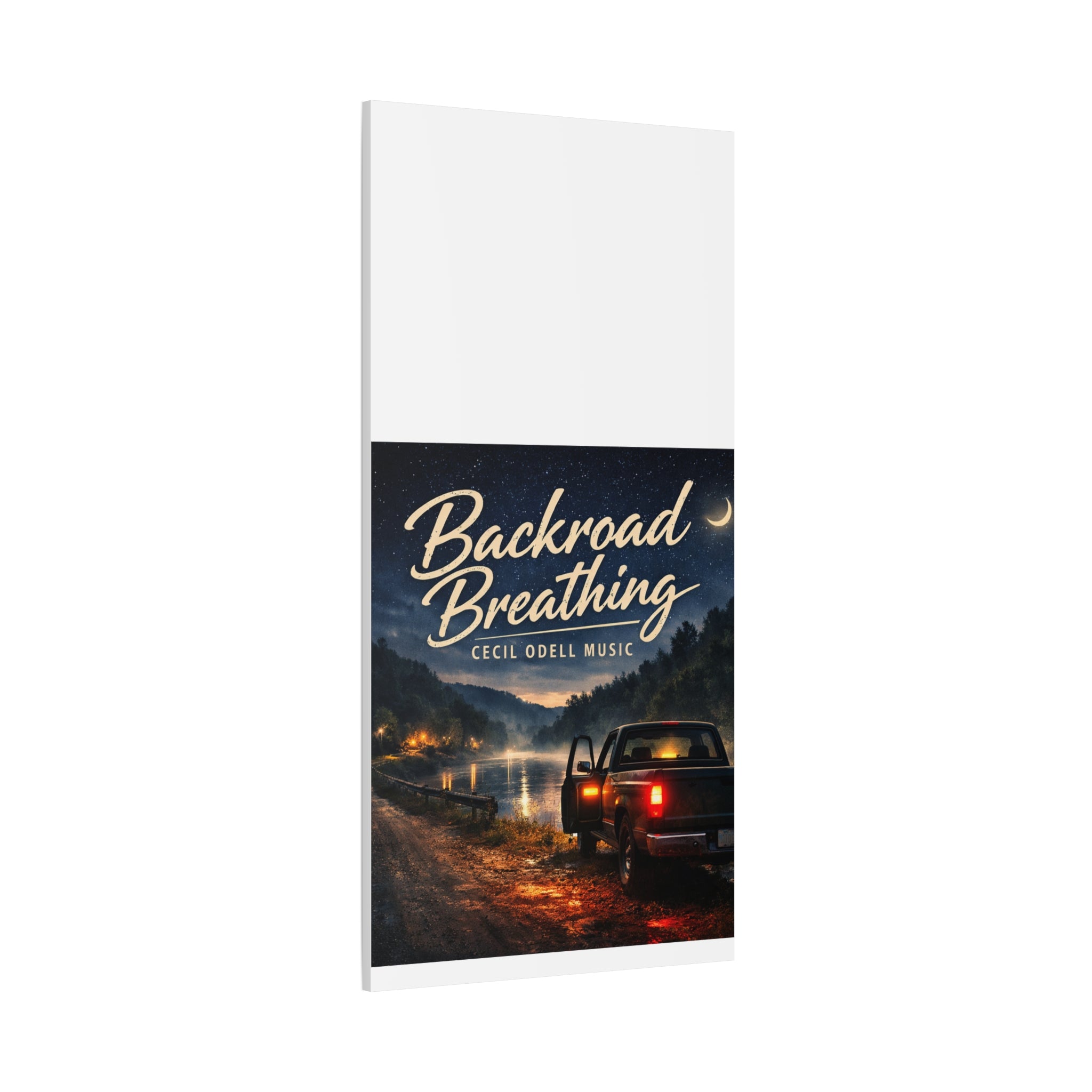 Backroad Breathing Matte Canvas Wall Art: Night Truck Landscape Music Print