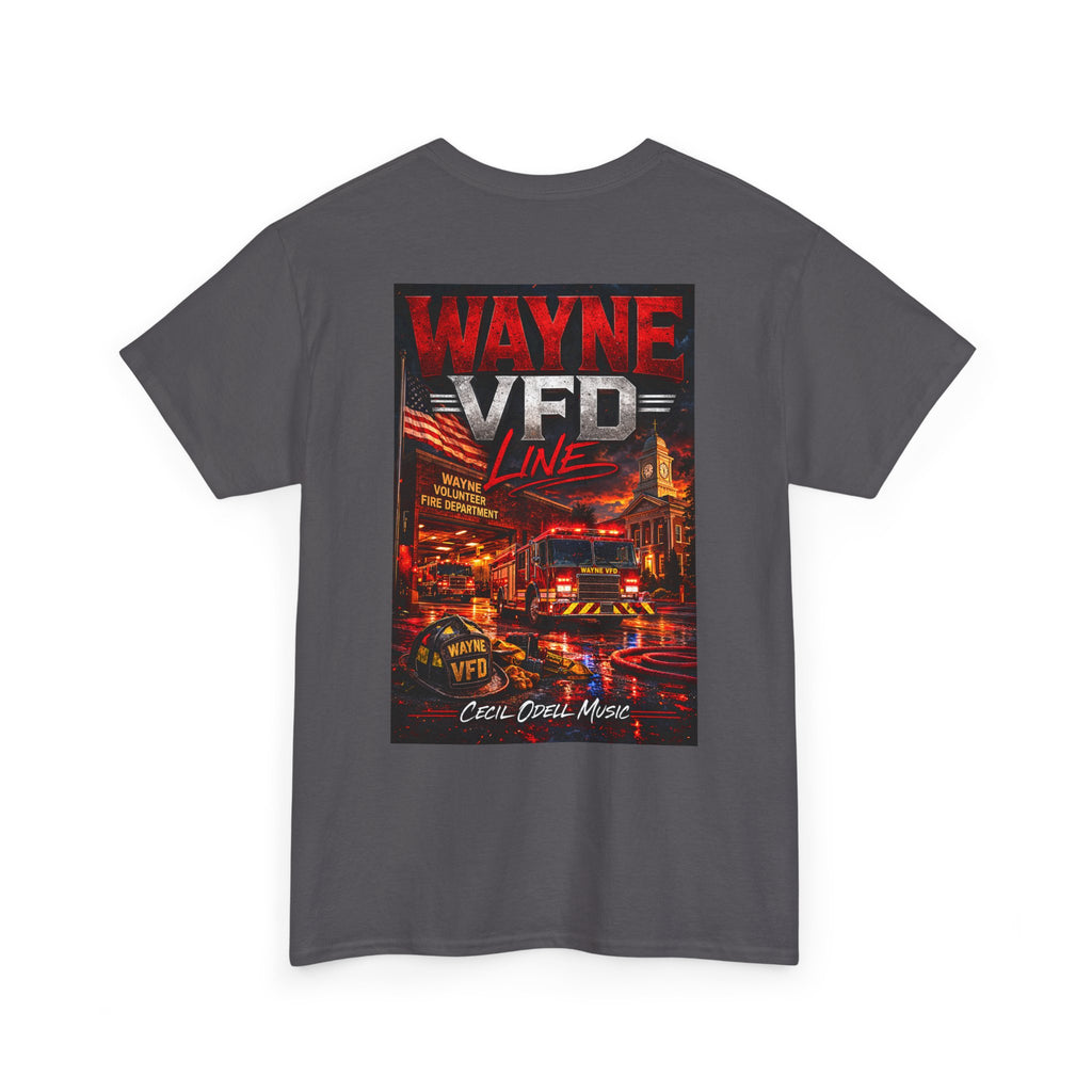 Wayne VFD Line Graphic Tee: Retro Firefighter Poster Shirt