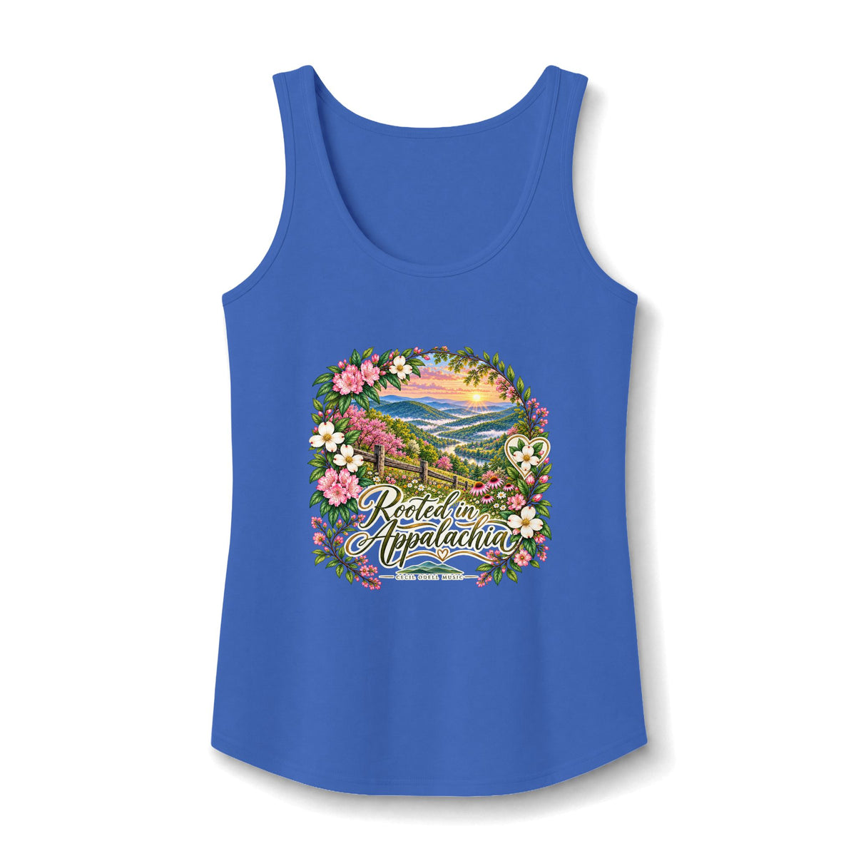 Appalachian Floral Tank Top — "Rooted in Appalachia" Scenic Women's Cotton Tank