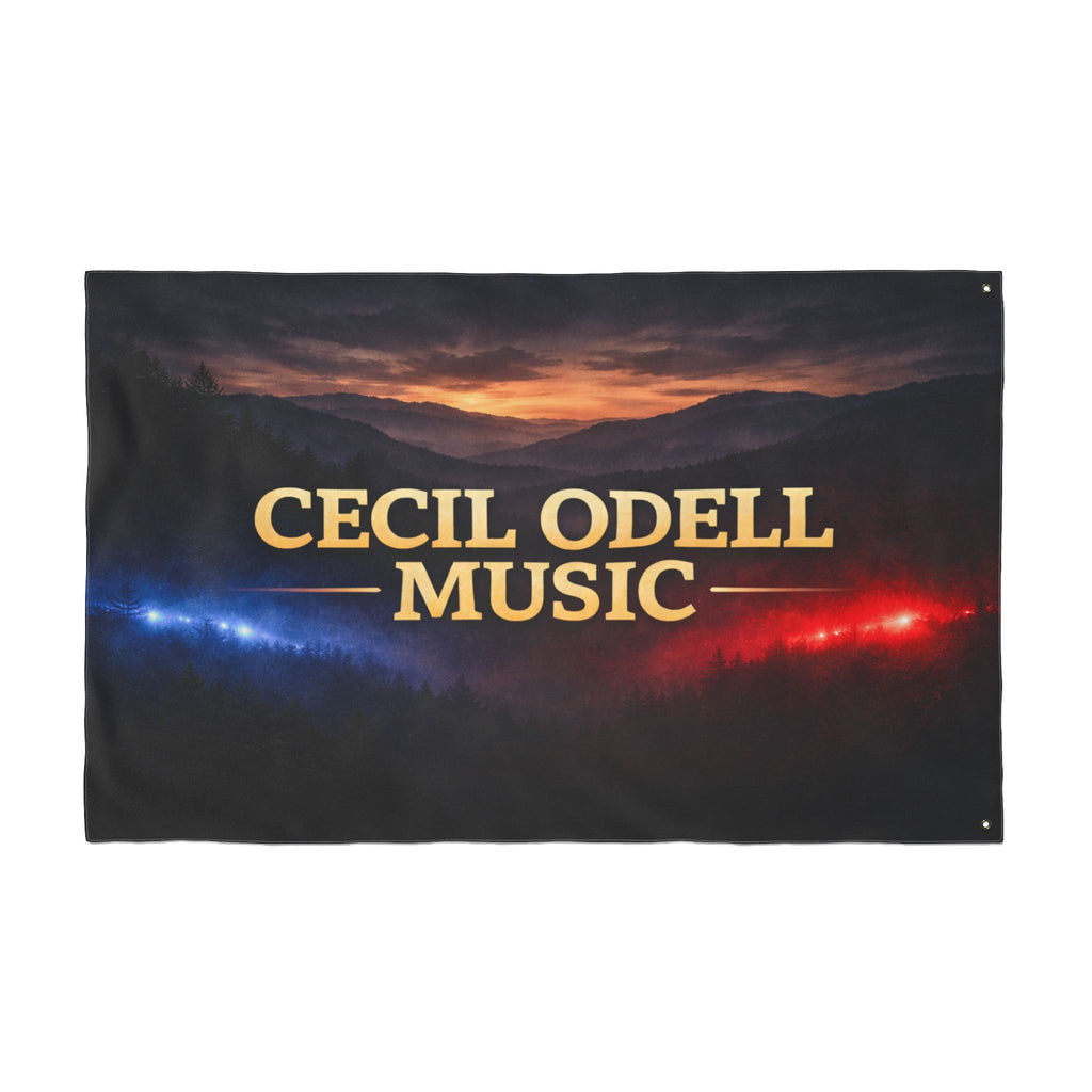 Cecil Odell Music Double-Sided Flag: Sunset Stage Logo Banner for Musicians & Fans