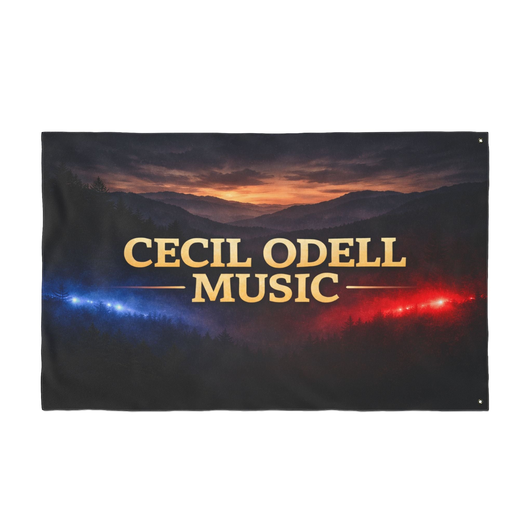 Cecil Odell Music Double-Sided Flag: Sunset Stage Logo Banner for Musicians & Fans
