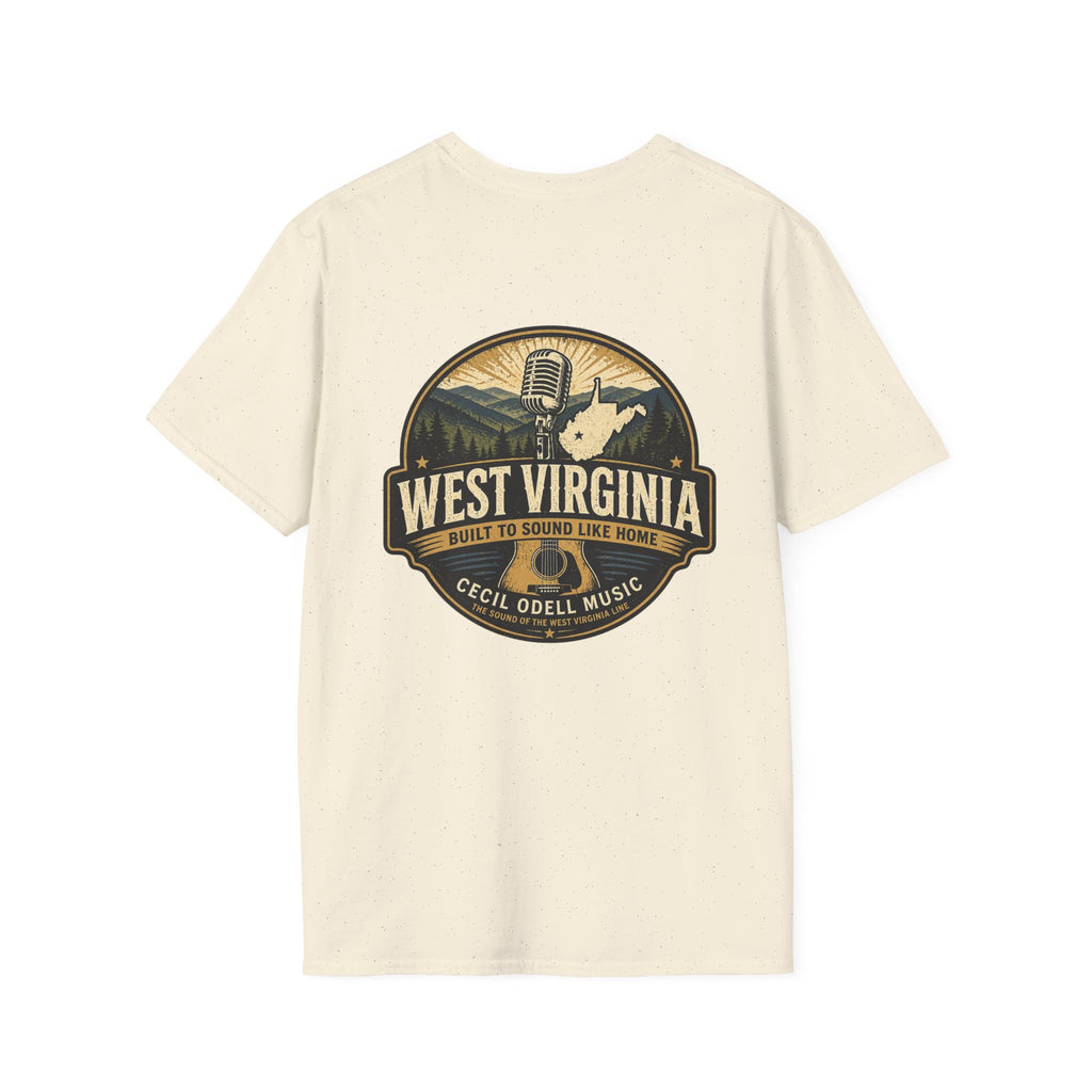 West Virginia Music T-Shirt: "Built to Sound Like Home" Vintage State Guitar Tee